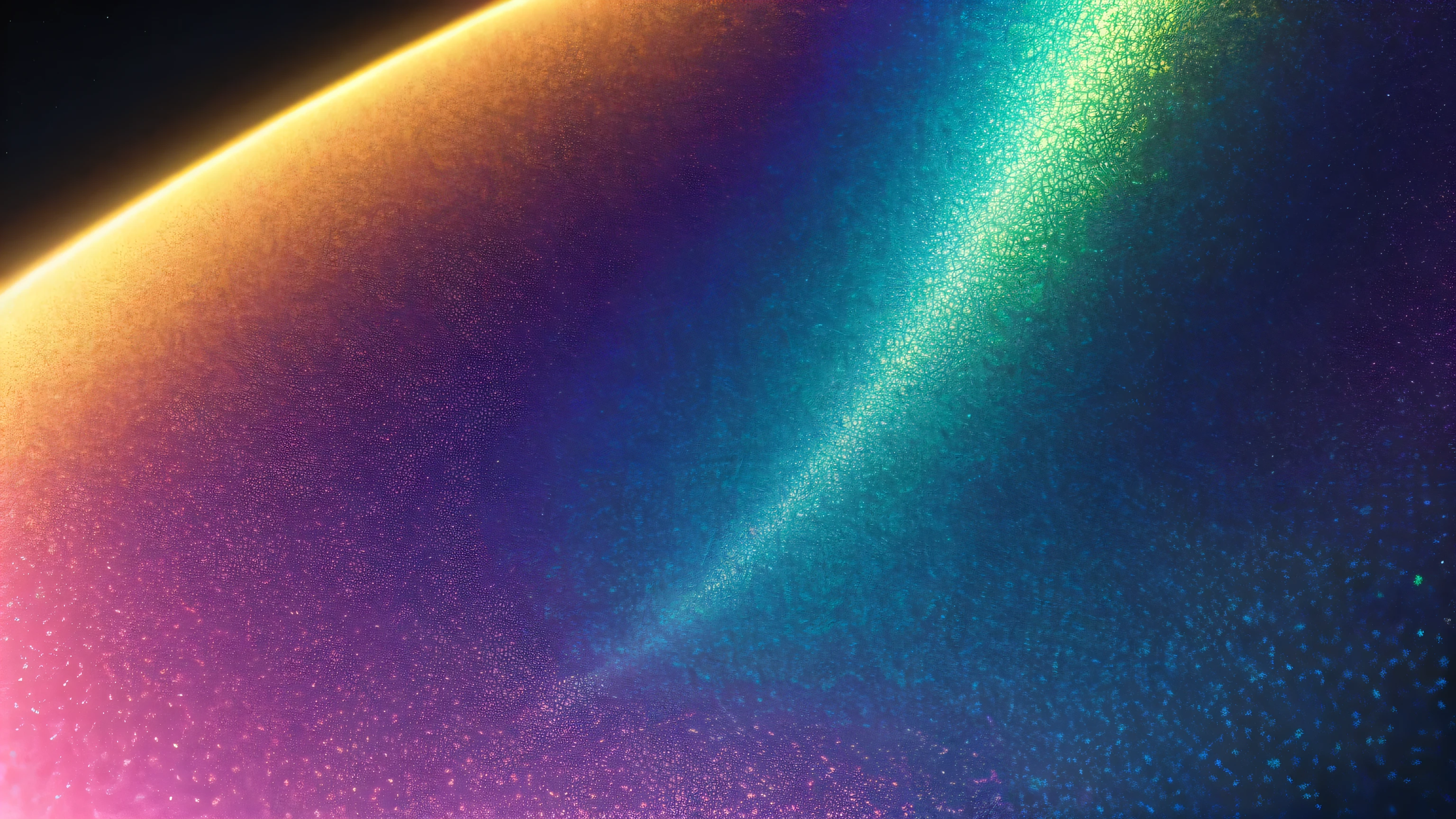a close up of a colorful abstract design with a curved design, volumetric lighting iridescence, iridescent tubes, iridescent texture, iridescent background, opalescent night background, made entirely from gradients, colorful octane render, holographic texture, gradient iridescence colors, 8 k 3 d render ray traceing, cinema 4d colorful render