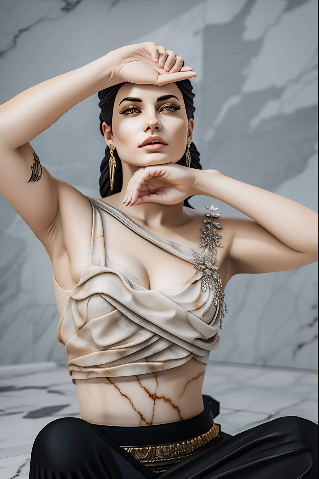 hyperrealistic marble statue