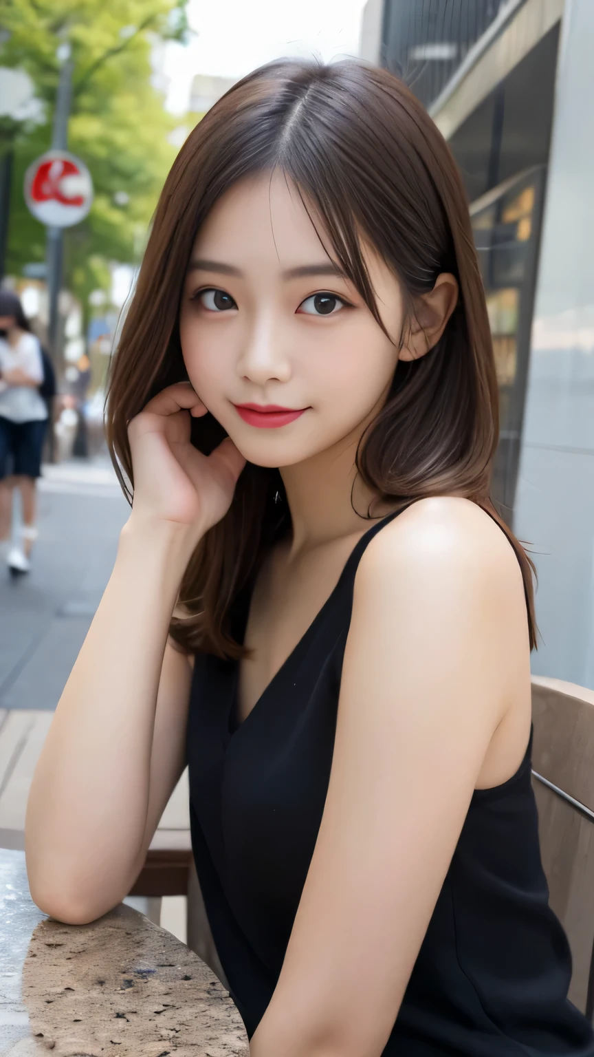 table top, highest quality, shape, Super detailed, finely, High resolution, 8k wallpaper, 完璧なダイナミックな構shape, beautiful and detailed eyes, ladies fashion summer,bob hair,middle of chest, natural color lip, bold sexy pose,smile,Harajuku、24 year old female、cute、sexy shot looking at camera