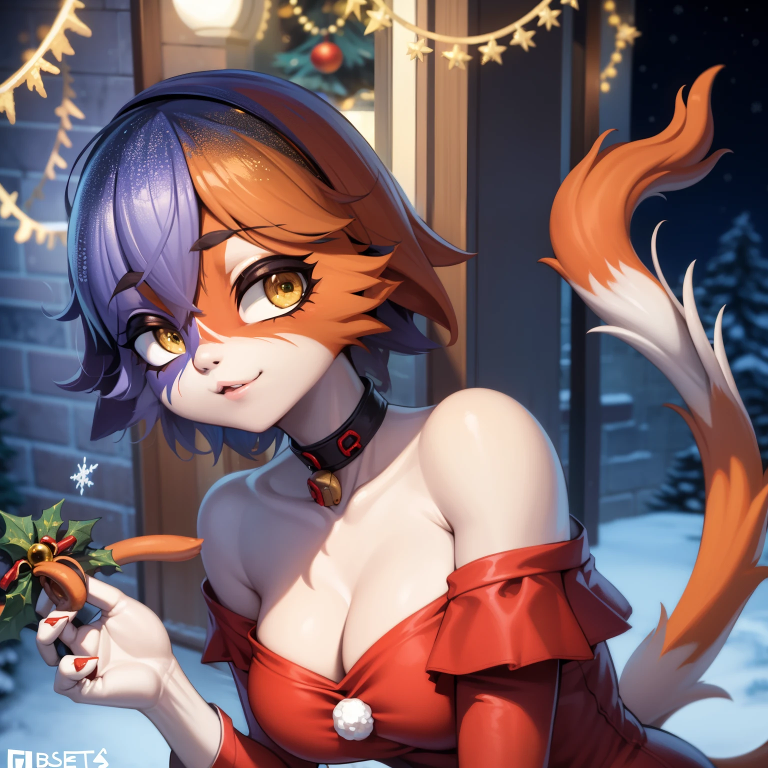 3d, (bastika, cutesexyrobutts, hioshiru) (best quality, masterpiece:1), solo, (shaded face:1.2), furry female anthro meowskulls, insanely detailed, beautiful detailed face,beautiful detailed eyes, masterpiece, best quality), christmas decorations, Christmas tree、Christmas cake、masterpiece、top-quality、detaileds、high resolution illustration),Delicate Makeup, (a closeup:1.2)、POV、 ((santa costume:1.2)), best quality, (masterpiece),(ultra-detailed), (high quality), (high resolution), 1girl, choker, gloves, elbow gloves, makeup, cute smile, Christmas gifts, lights, snow falling on window, (1 cat tail), fish Hook piercing, natural breasts, 5 fingers
INFO, (tail:1.1)