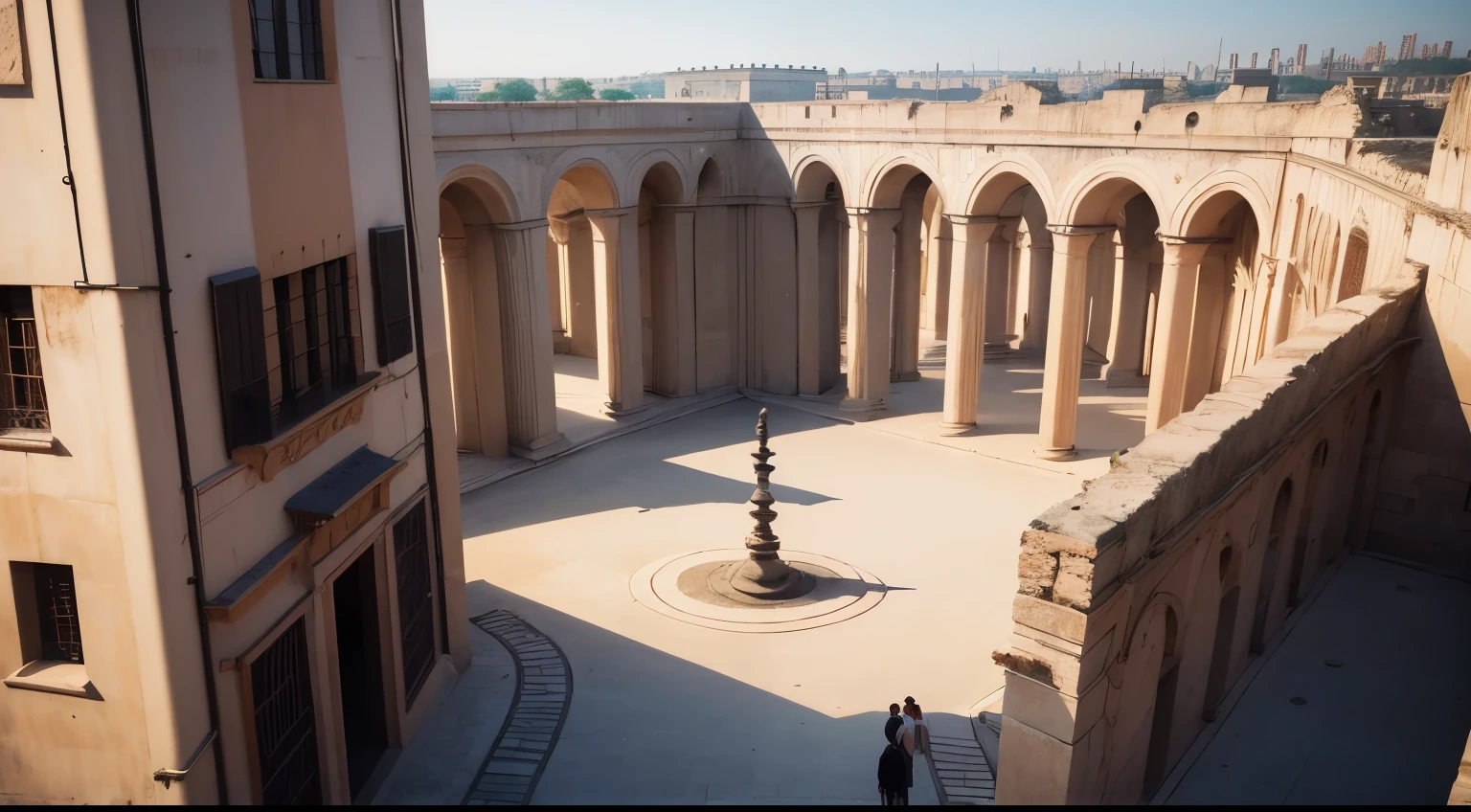 hayuna ciudad moderna y al mismo tiempo antigua conedificios modernaos al lado de piramides y lacios medievales y castillo con avenidas modernas autos  lagos parques 