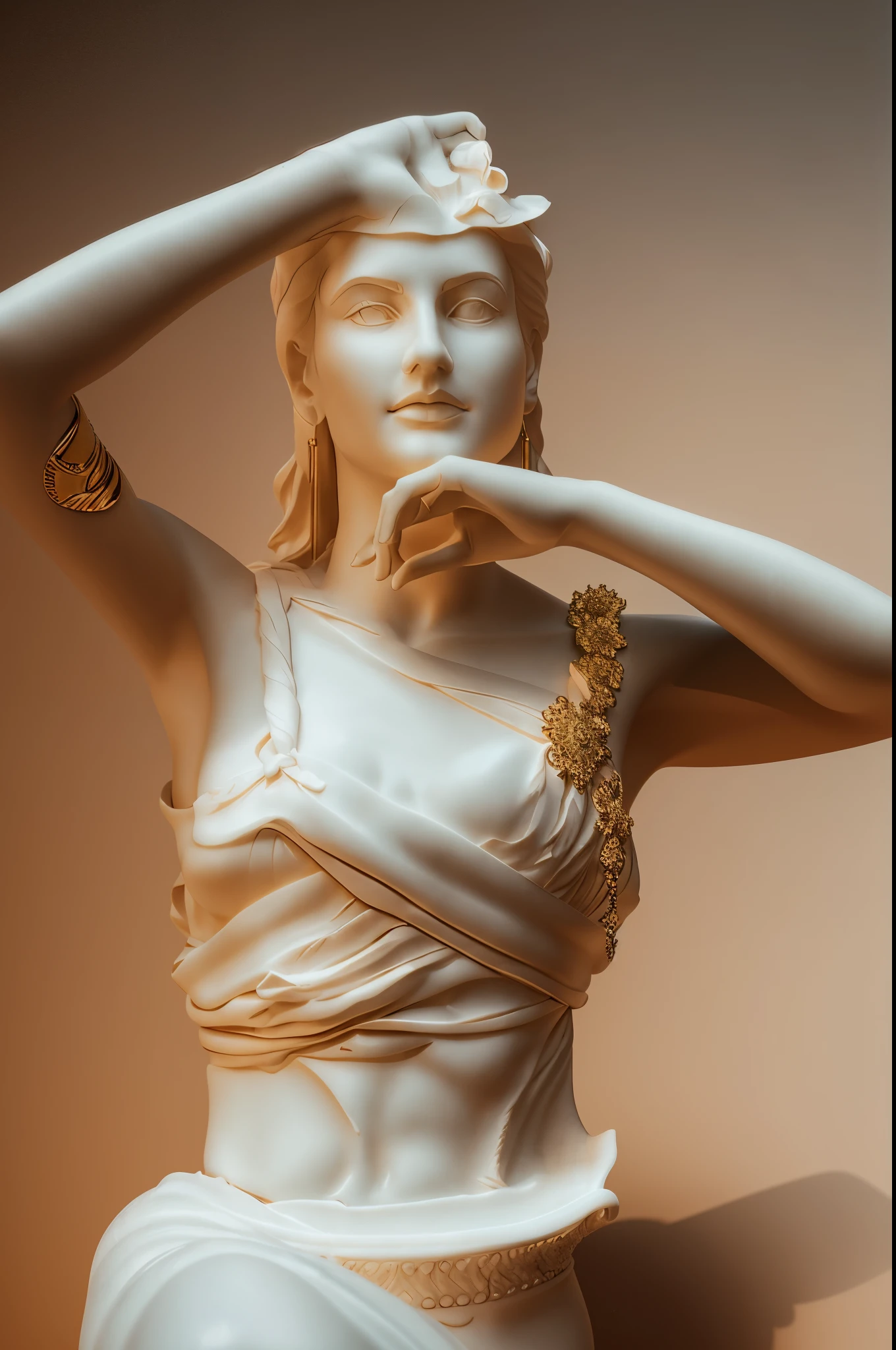 hyperrealistic marble statue, sculpture, dramatic light, intricately detailed features, concept art, highres, best quality
