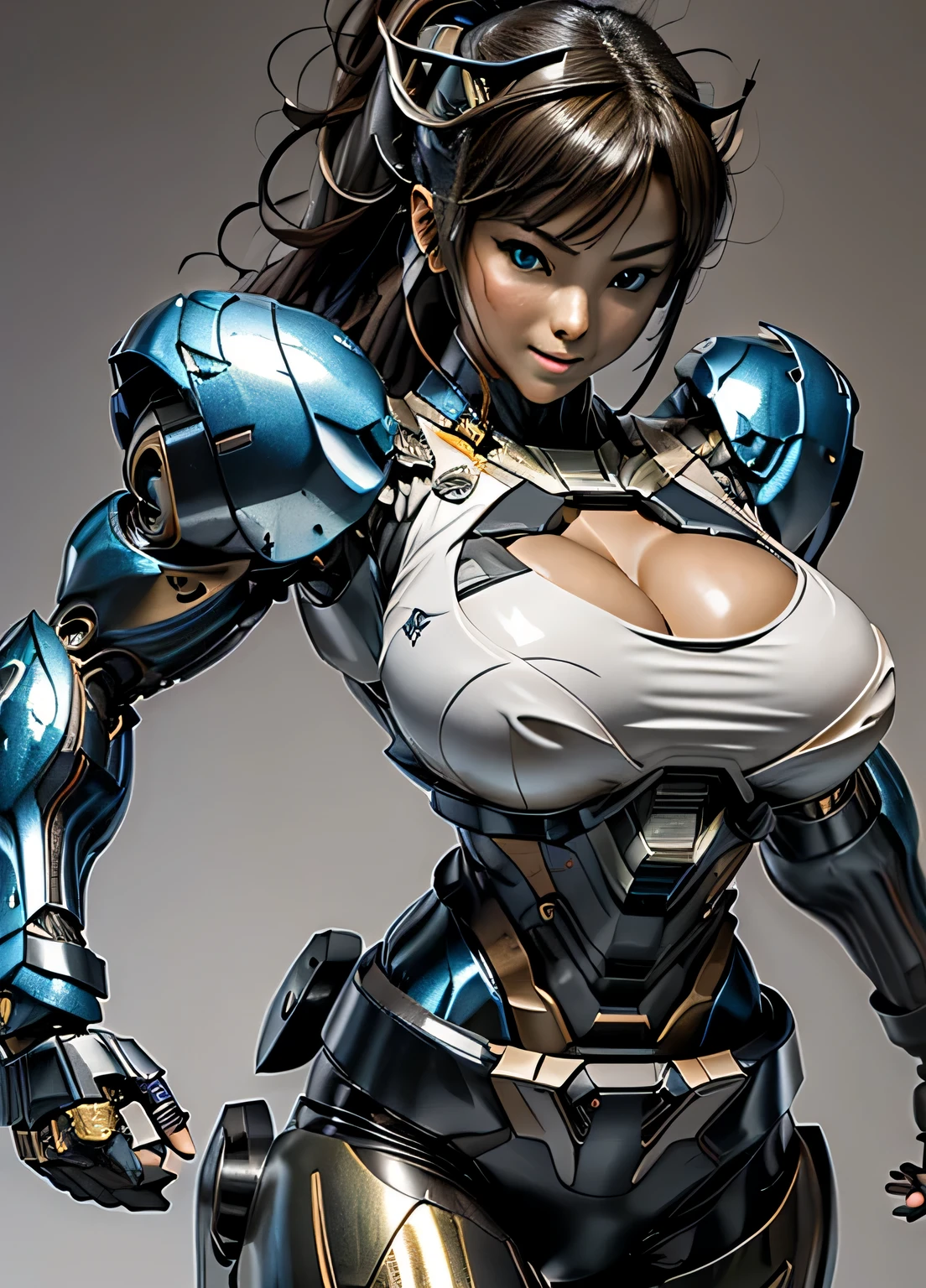 rough skin, Super detailed, advanced details, high quality, 最high quality, High resolution, 1080P, hard disk, beautiful,(cyborg),(Missiles from the chest),(machine gun from both hands),beautifulcyborgの女性,メカcyborg少女,battle mode,Mecha body girl,彼女は武器を持ったバトルcyborgメカを身に着けています,full body armored、Chest armor、full body shot、luscious lips, (smoky eye makeup:0.85), (big and full :1.5),