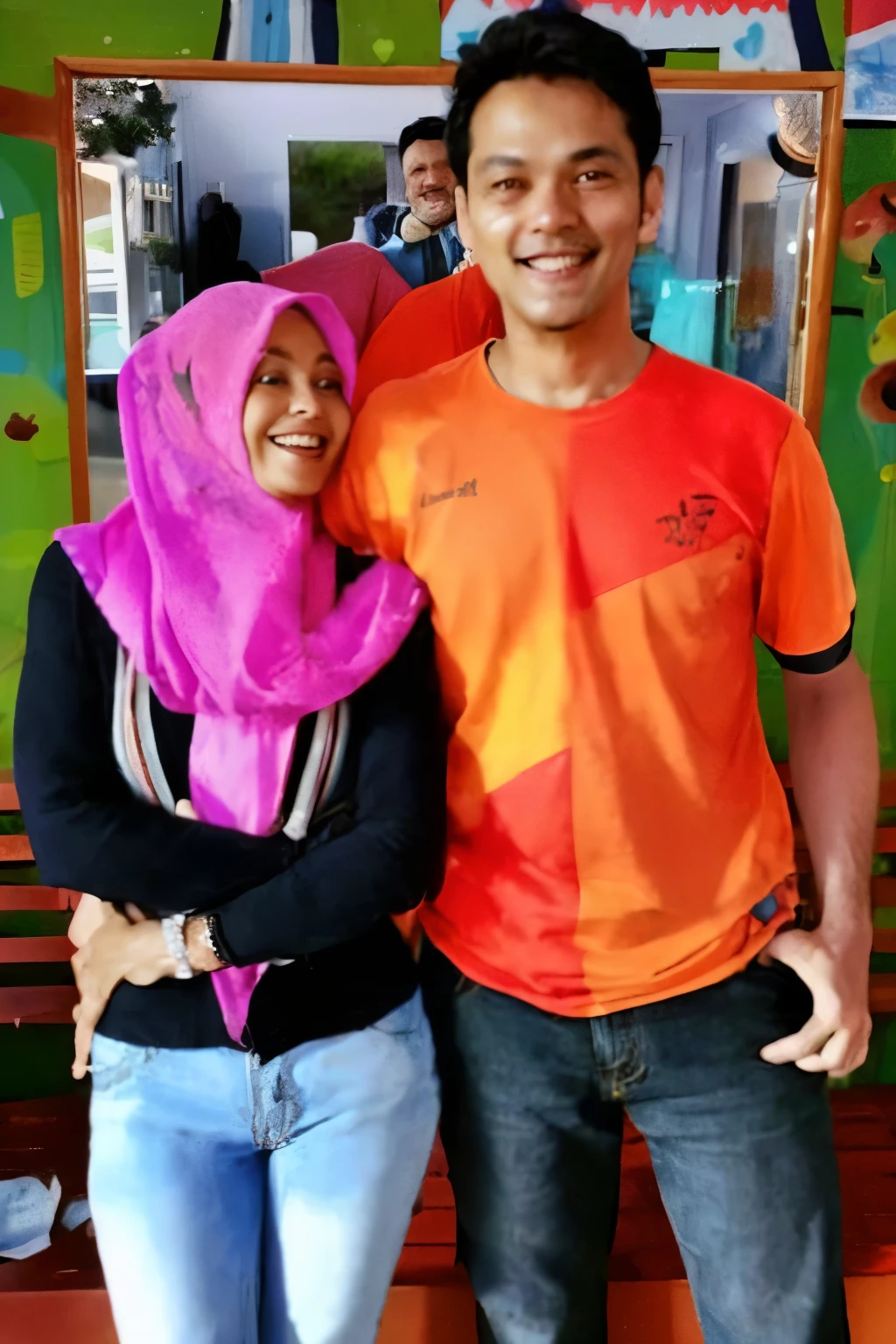 there is a man and woman standing next to each other, with her long, happy couple, lovely couple, scandy and arender, couple, couple pose, 😃😀😄☺🙃😉😗, with wart, at instagram, scenary, momma and papa, ismail, wpol and sarasti, old picture, me and you, with funny feeling