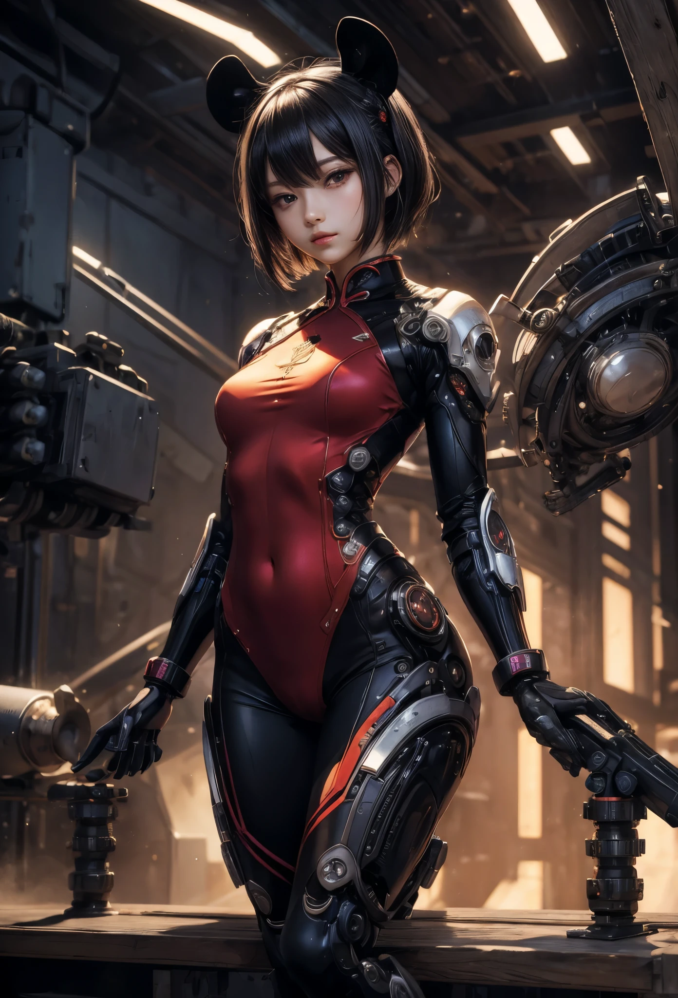 ((Highly accurate drawing in every detail)Extremely precise depiction)[High resolution],(detailed illustrations,とてもfineで緻密な描画,Delicate drawn lines with tempo,Realistic texture expression),[color traced main line],[Briefing Room Background],([HENTAI] ANIME (ChineseGirl (beautiful) Cyborg 15 years old) [short hair]) SKINNY [[effort]] Machine thighs [Built-in V8 engine:0.3],(Red tight dress) ([panda] Translucent rubber inner),[[Silver coating:0.5]],(science fiction mechanical [Bioengineering]),(複雑でbeautiful装飾 [Dense detail]),(きめ細やかでbeautiful肌表現 [transparency]),((Precisely drawn eyes))[完璧な目のdetailed((宝石のようなbeautiful瞳)Iris drawn in precise detail)[clearly drawn pupils]],[eyes light[Pinpoint lighting for the eyes]],[長くてbeautiful睫毛],[precisely drawn hair [美しく艷やかな髪のdetailed]],(完璧な手のdetailed [破綻のないbeautiful指 [beautiful nails]]),(perfect anatomy(perfectly balanced proportions))[[full body portrait]],[[Design built to the highest level]][ideal color coordination(Accurate simulation of light and material interactions)],([Precision Detail](detailed,高fine)),[Visual art that tells a story],((highest quality)fine[[High density drawing]])(4K Quality).