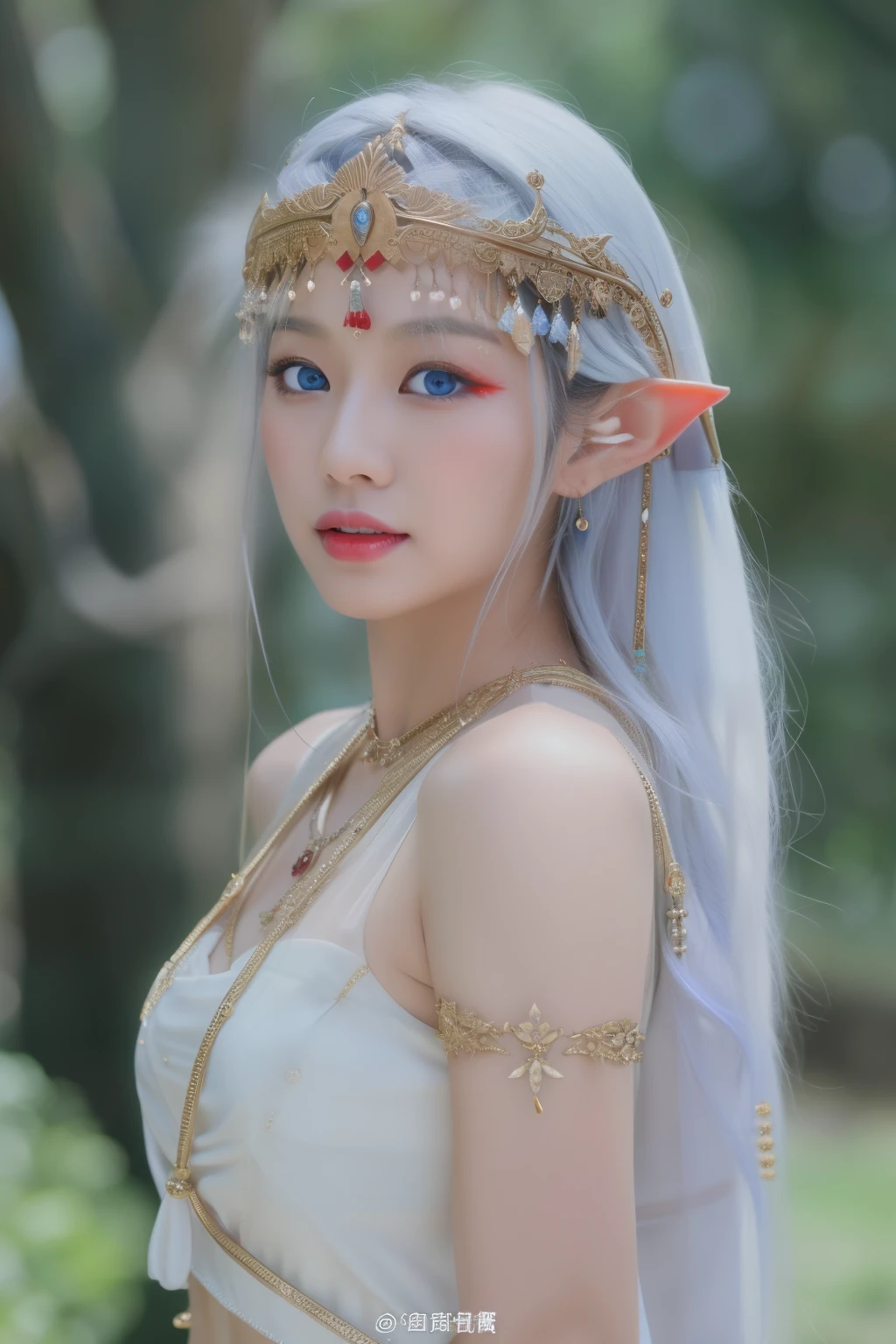 Asian beauty, godess, elf godesss with blue eyes