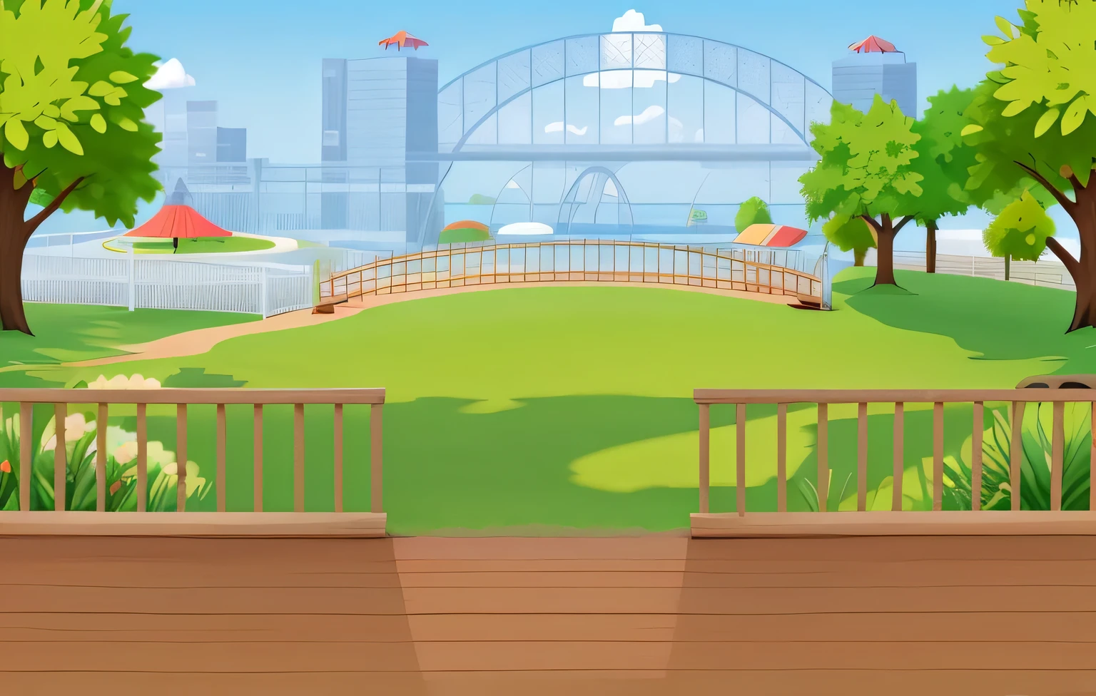 simple 2d outdoor park background illustration