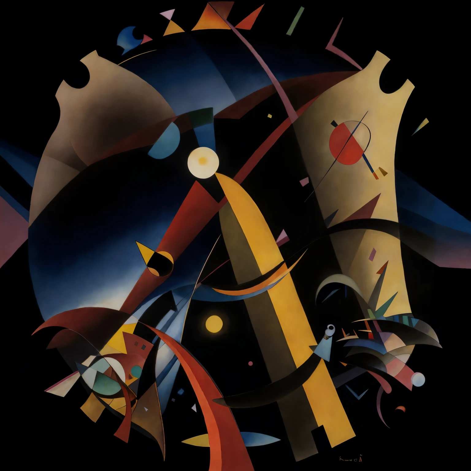 abstract painting of a group of people in a circle, the flow of time. complex shapes, abstract surrealist, inspired by Wassily Kandinsky, kandinsky style, abstract surrealism masterpiece, inspired by Kandinsky, inspired by Ludwik Konarzewski Jr, abstract composition, the nonlinear. digital painting, inspired by Vassily Maximov