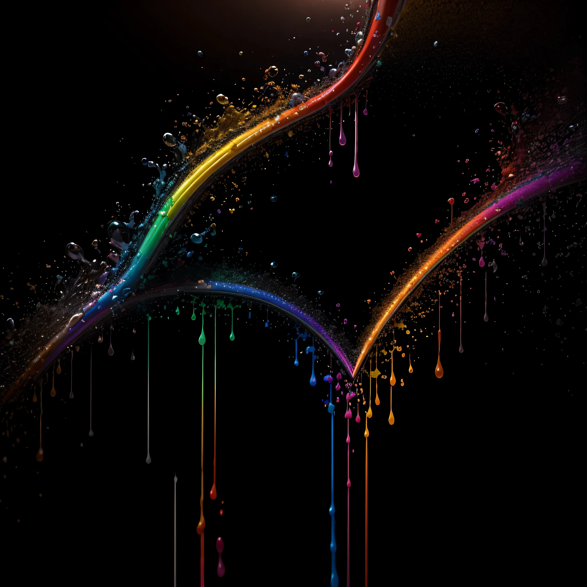octane render, hdr, (hyperdetailed:1.15), (soft light, sharp:1.2), rainbow heart, many hearts, ultra detailed, thick rainbow of hearts, rainbow painting drops, paint teardrops, splat, splash, colored rainbow turning into paint, hearts turning into paint, brokenhearted texture, rainbow paint, rainbow sadness, paint drops,