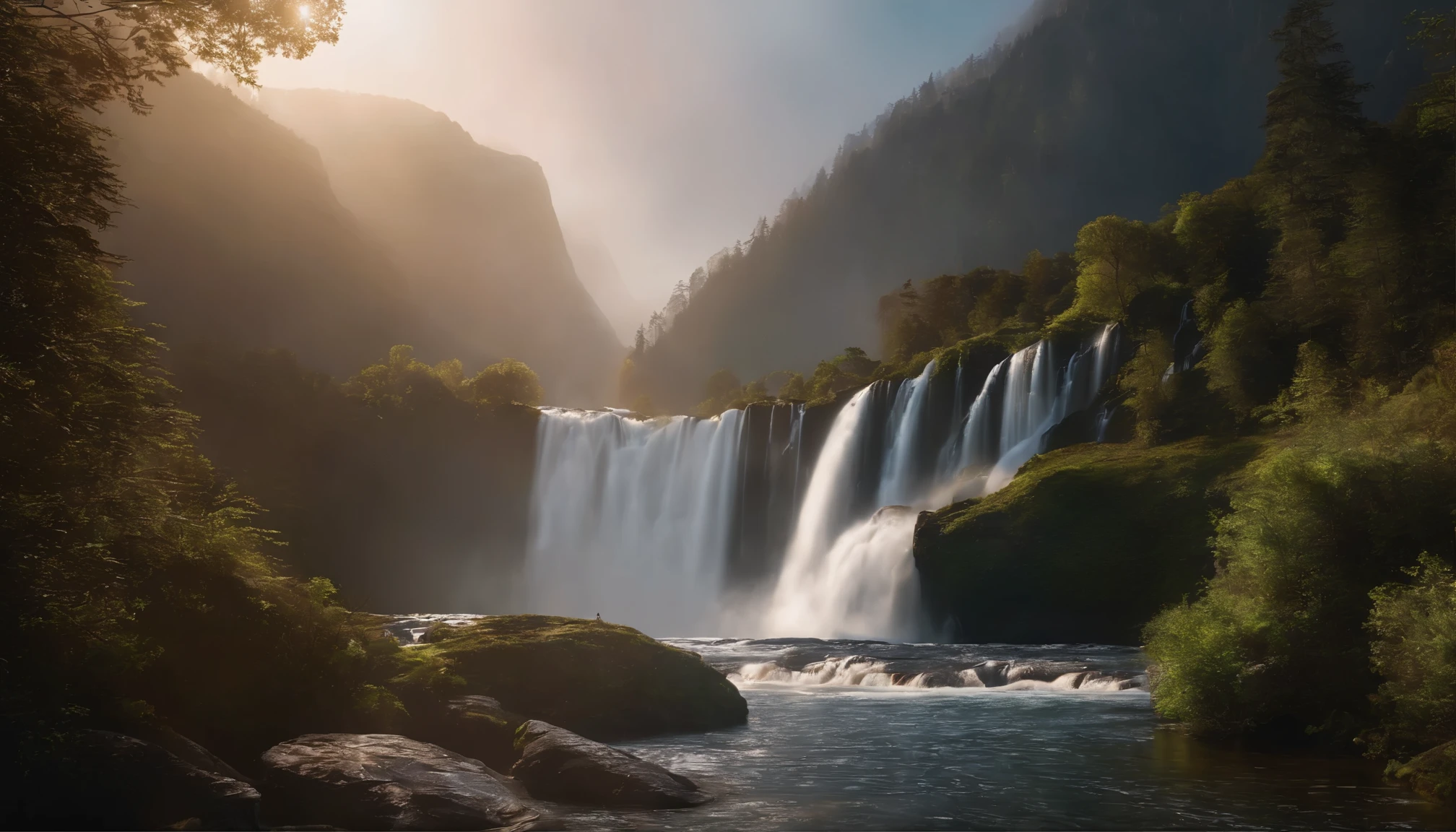 waterfalls, photo realistics, 8k
