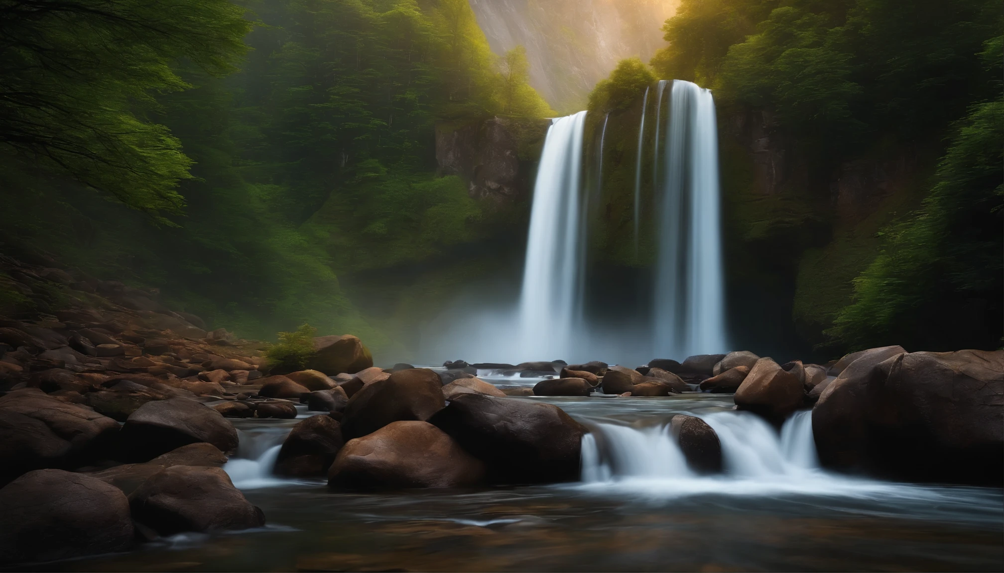 waterfalls, photo realistics, 8k