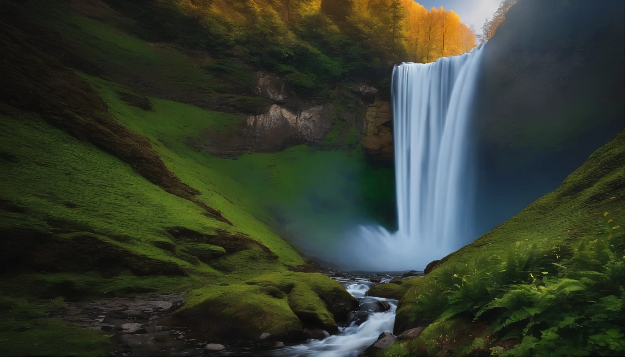 waterfalls, photo realistics, 8k
