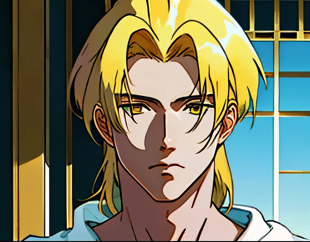 Anime, homem, 1st year, cabelo amarelo, cabelo curto, pelo loiro, blond hair, blond, olhos amarelos, golden eyes, olhos penetrantes, feiticeiro Jujutsu, lutador, Zahad