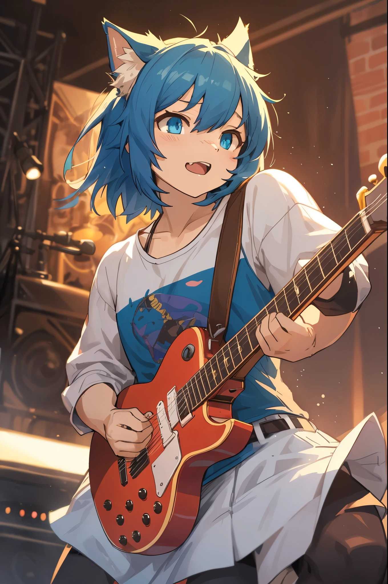 top quality, best quality, High-quality illustrations, masterpiece, super high resolution, detailed background, Rock Band Concerts, Musical instrument performance, Stage Performance, hot air, 6+boys, 6+girls, absurdres(highly detailed beautiful face and eyes)perfect anatomy, expression, good lighting, cinematic shadow(kemono, furry anthro)(sound effects, motion blur),