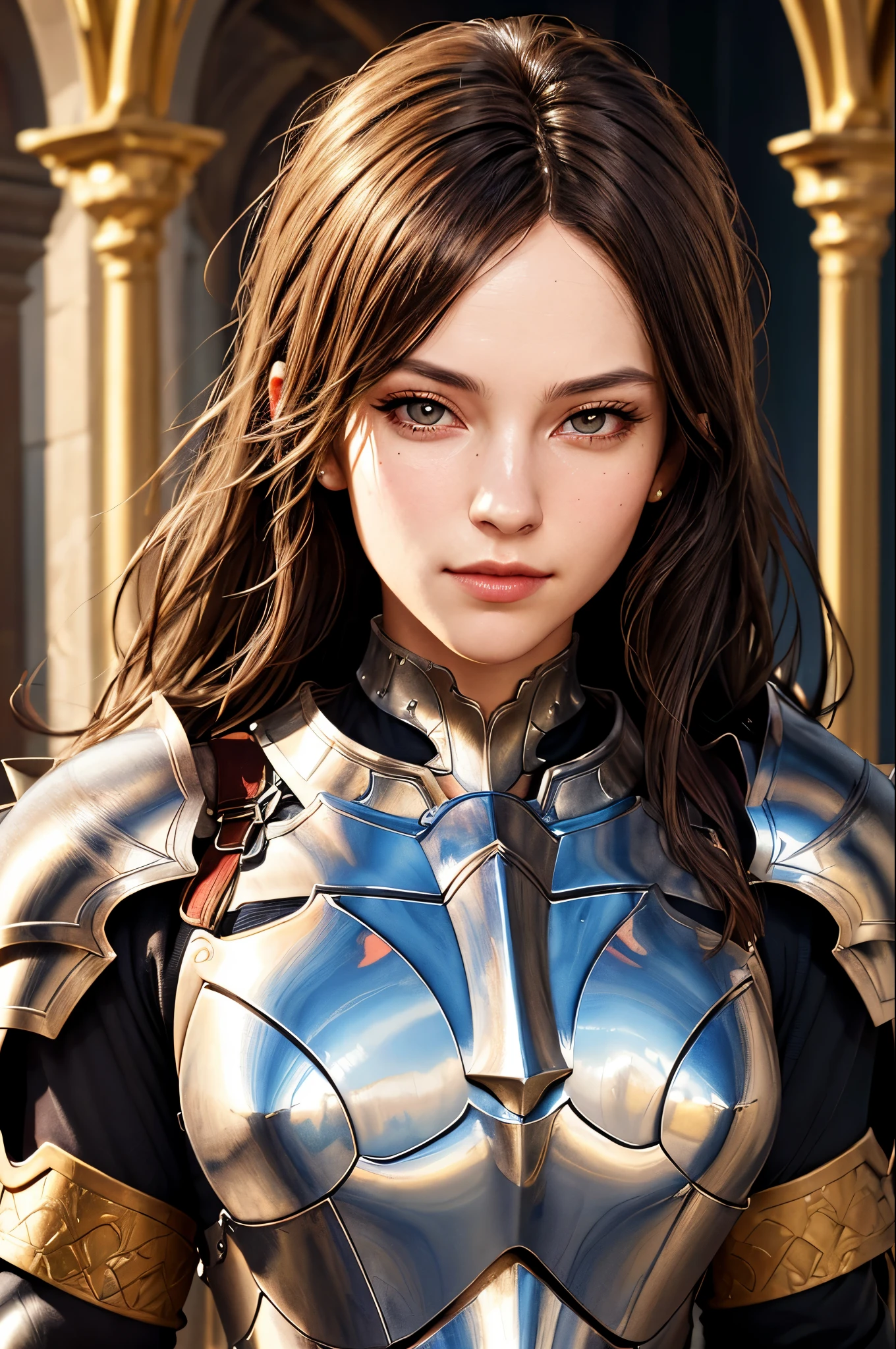 a portrait of a female paladin adorned in holy armor, spiked armor, standing, intricate background, fantasy, lifelike,
masterpiece, best quality, intricate detail, high background detail, high contrast, raytracing,