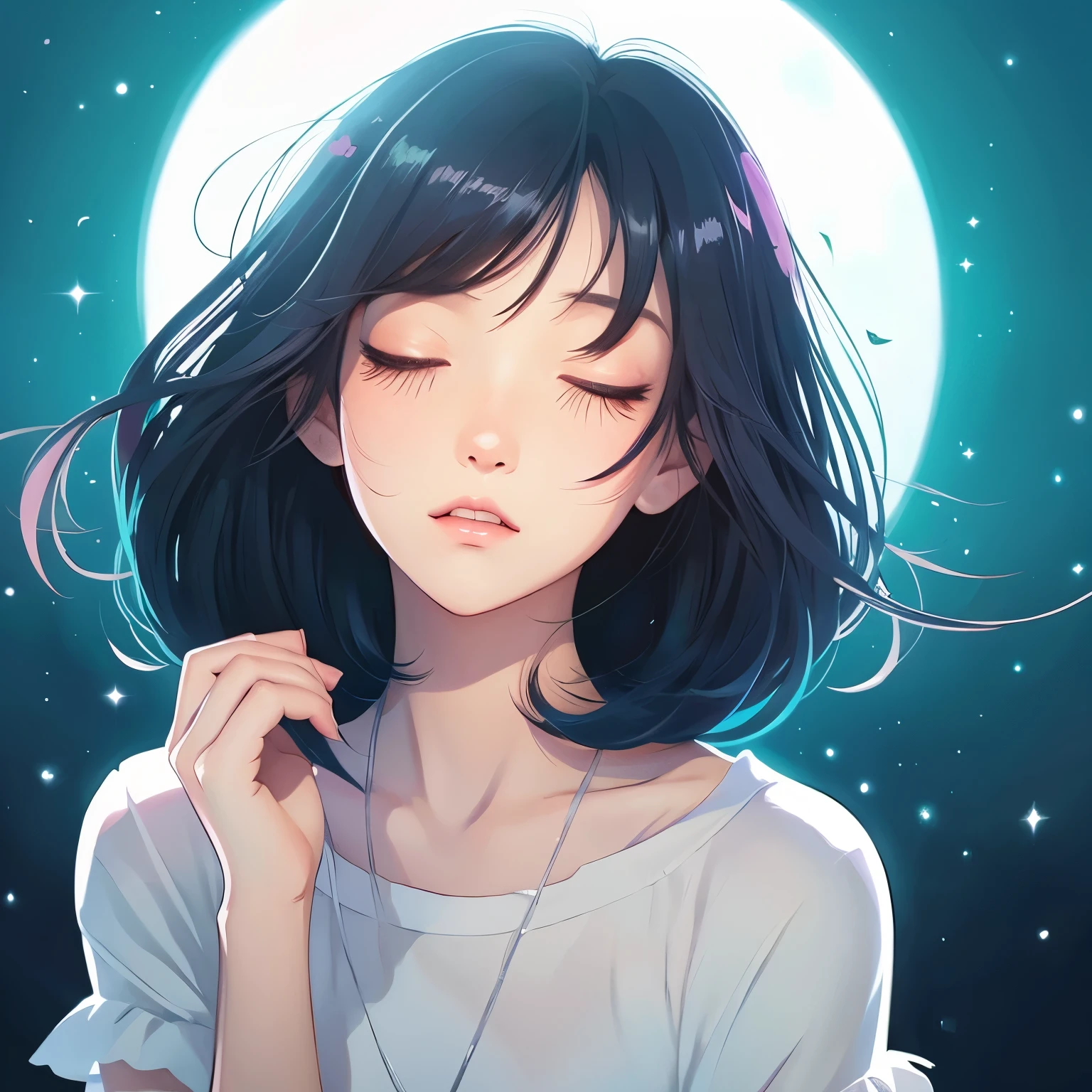 bob hair、animeAn illustration、kind、close your eyes、Calm、woman、kind、Calm、anime、An illustration