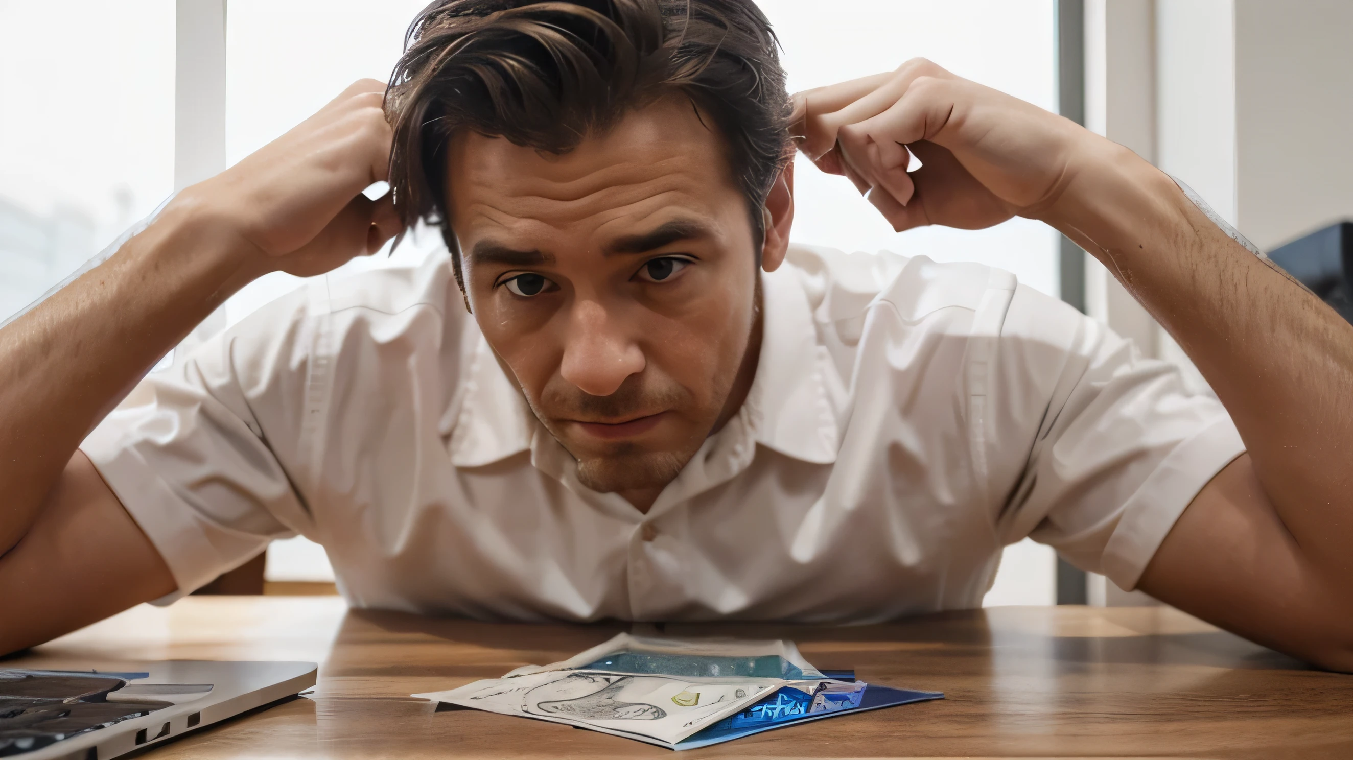 Guy tensed about he's not making much money at his 9-5 job