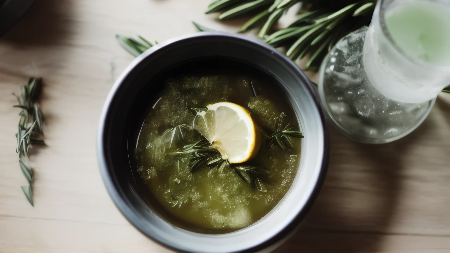 hyper ultra realistic photographs full body of A glass of lemonade is infused with a unique twist – a sprig of rosemary replaces the usual mint. The unexpected pairing creates a complex and intriguing aroma, inviting the drinker to explore new flavor combinations. ratio 16:9, 4k, 8k resolution, High quality photo, high detailed, imagesharp focus, Cinematic lighting,hyperdetailed & Unreal engine, detail, realism, photography,cinematography, camera NIKON, lens NIKKOR flagship, masterpiece. hyper-maximalism, ultradetailed photorealistic, light skin imperfections, final render, vray, photo, fashion