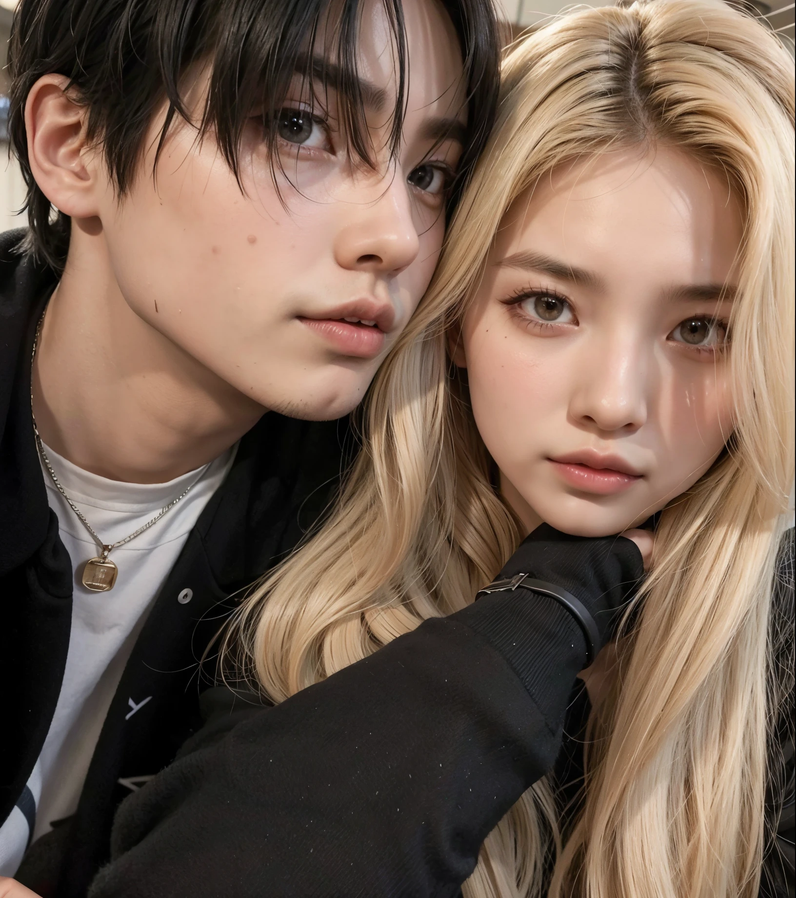 araffe y una mujer de pelo largo y un hombre con una chaqueta negra, yanjun chengt, cai xukun, son pixivs y junji, con el pelo largo y blanco, Jordan Grimmer y Natasha Tan, sakimichan y frank franzzeta, kda y sam que, steven jung, nixeu y sakimichan