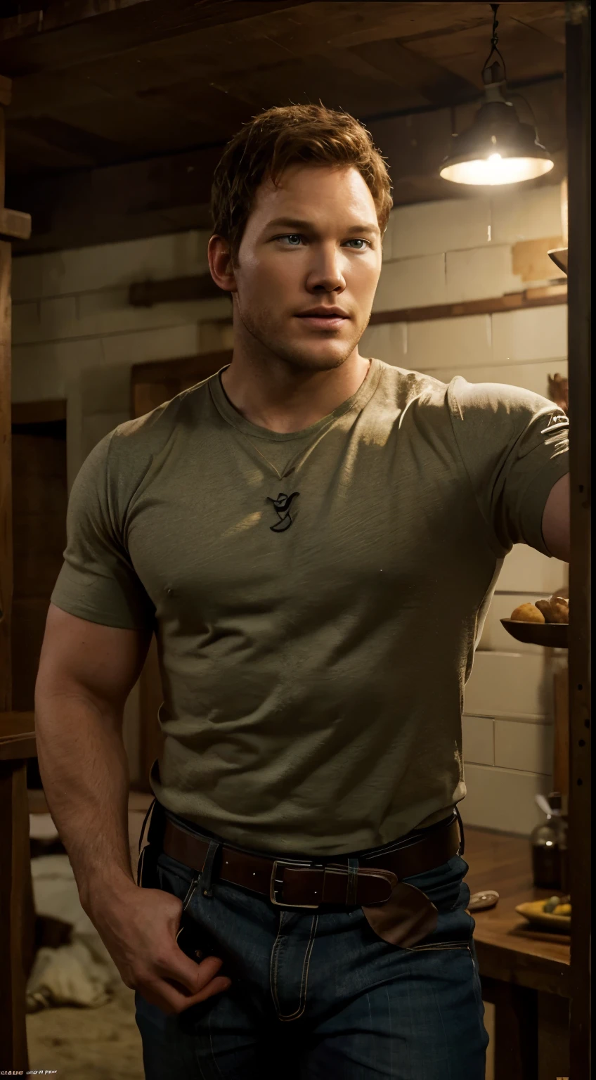 Masterpiece, Highest Quality, Ultra-Detailed, Hyper-Real, Chris Pratt, perfect face, FOTO FRONTAL, cinematic lighthing, Become a Goat Herder, full body