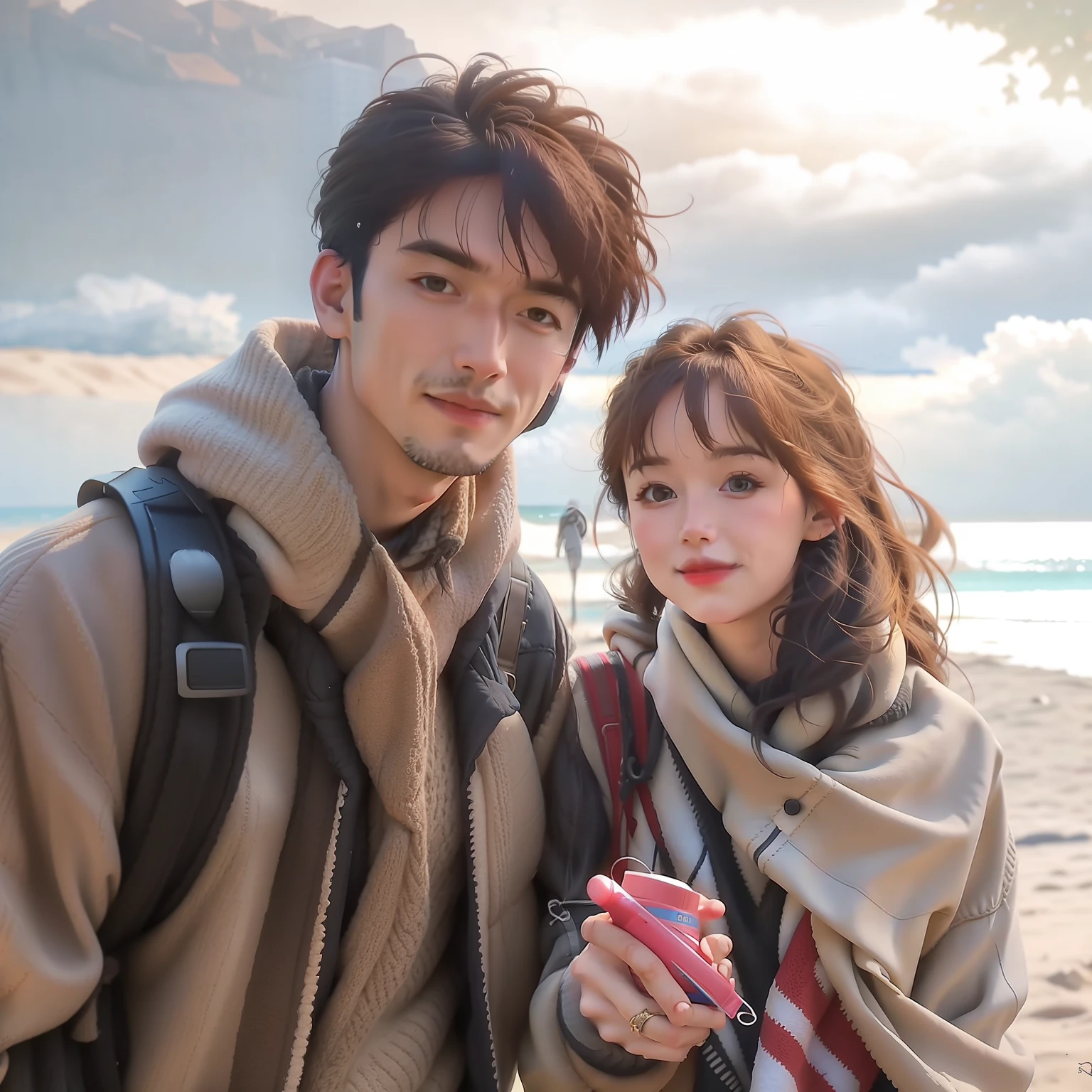 they are standing on the beach with a man and woman, shot on canon eos r 5, shot on canon eos r5, taken with canon 5d mk4, portrait shot, shot on nikon z9, shot with canon eoa 6 d mark ii, taken with canon eos 5 d mark iv, lovely couple, shot on sony a 7 iii, realistic picture
