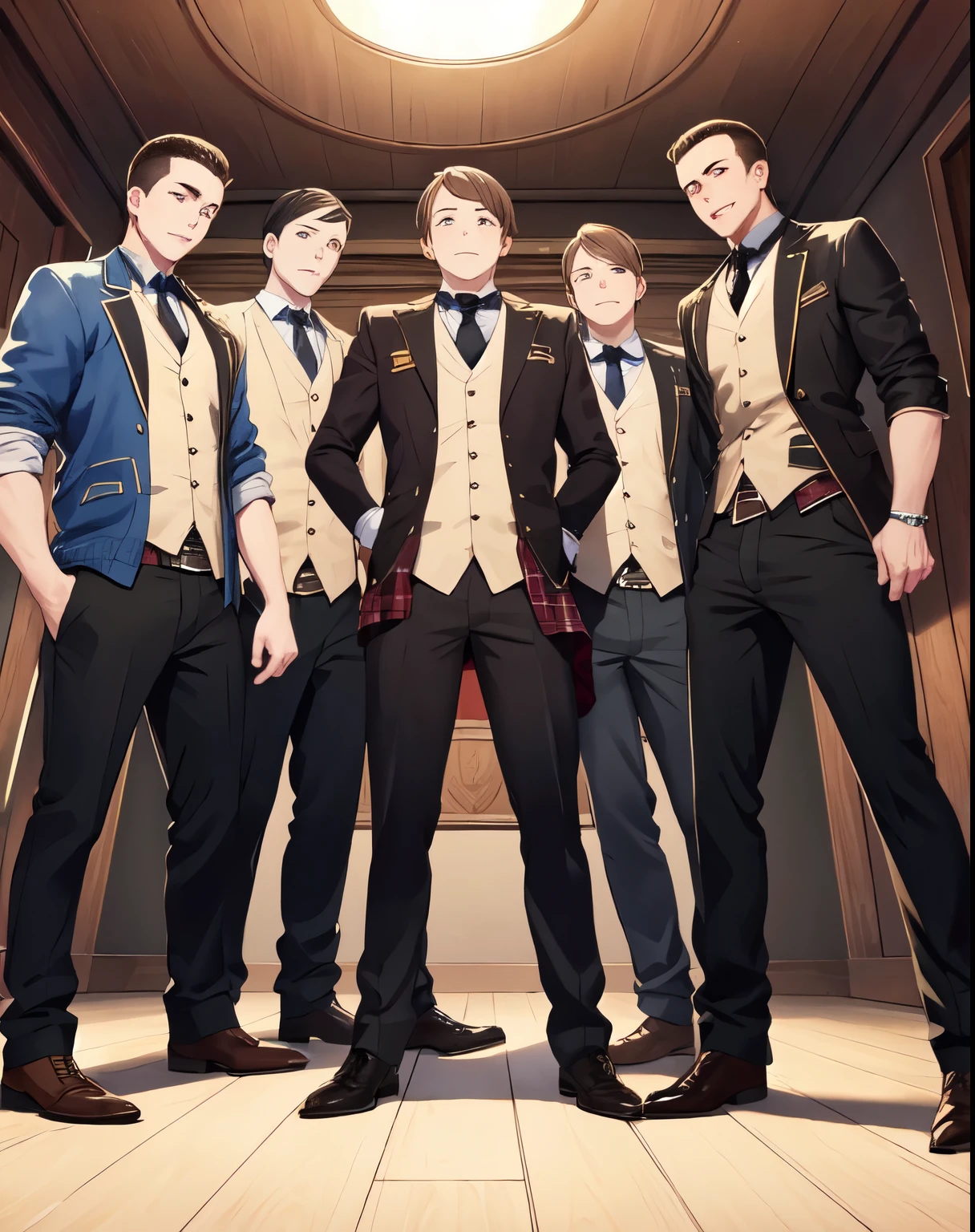 Mastrubates in front of 4 guys