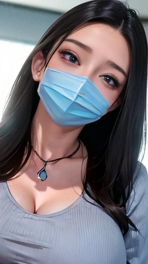 (masterpiece:1.3), (8K, realistic, RAW photo, highest quality: 1.4), (Young Adult Girls), beautiful face, young and beautiful big breasts、big cleavage、(thin face), beautiful gray hairstyle, realistic eyes, beautiful and detailed eyes, (realistic skin), beautiful skin, break、(ribbed fabric Sweater dress、big breast size), confused, charm, charm的な、ultra high resolution, 超realistic, very detailed, beautiful feet、charmな太もも、((full shot:1.8)) , OL、((Hang your employee ID card around your neck))、Back streets at night、busy street、Shadow、Looks embarrassed、Glossy fluorescent pink lipstick、(Sweat, vapor)、((mask、thin drooping eyes、cold gaze、don&#39;t look here))、girl who wants to have sex、(maskを外す、maskから口を出す:1.5), break、Fluorescent pink glossy lips and lipstick、Fluorescent pink gloss slip、