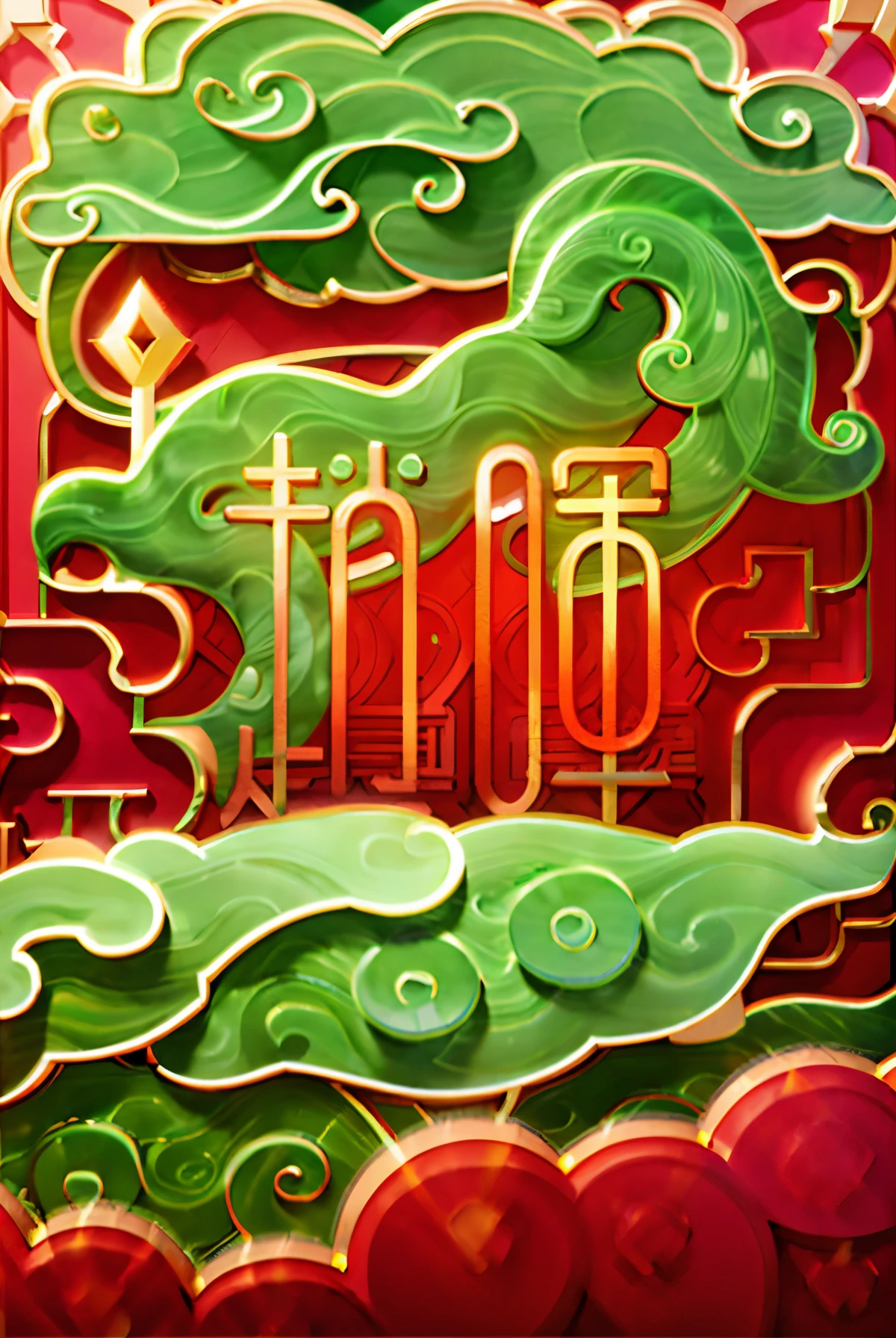 (red theme:1.1),lose focus, (jade carving:1.2),the red lantern,major snow,(Chinese knot),(Chinese dragon),fantastic,magical light effect,Masterpiece,super delicate,three-dimensional,super rich,super detailed,32k,gold,gold line,jade, 3ddianshang\(style\)