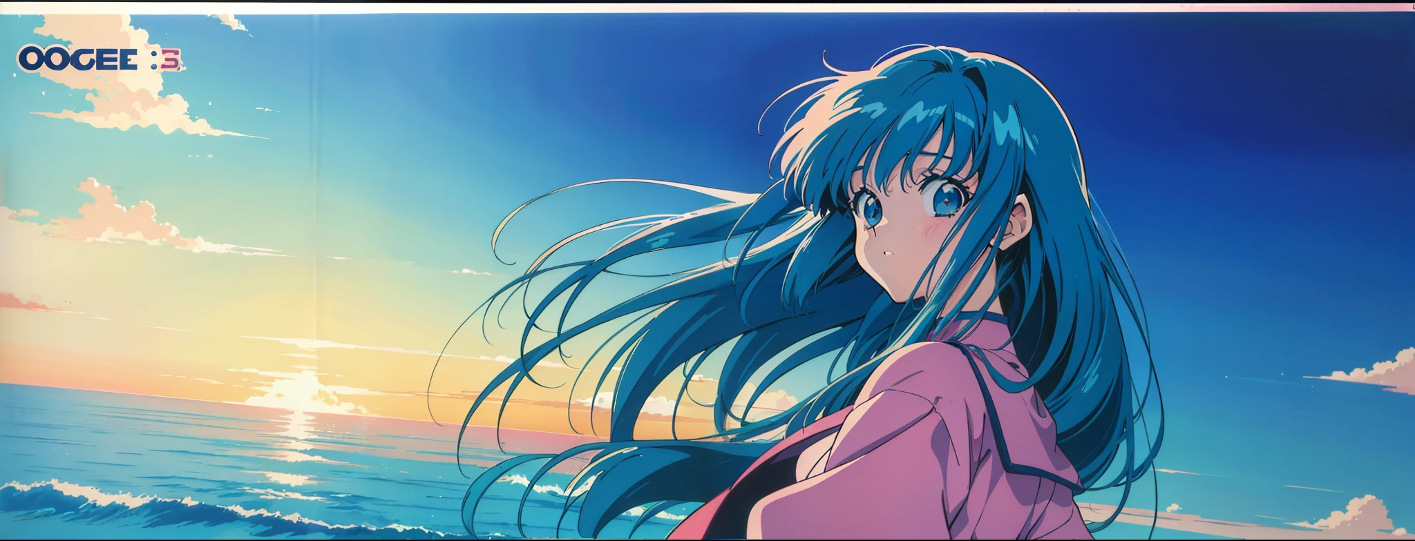 Ocean、beautiful scenery、There are no people、90's anime art style, 80's anime art style, In the art style of 80's anime, 9 0 s anime aesthetic, retro anime images, 90s anime style, 90s anime style, 80s anime style, 1980's anime style、poster of