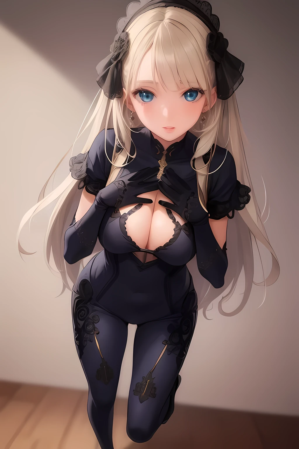1 girl, extremely detailed, detailed hands, detailed eyes, full body, tight body suit, d cup, happy
