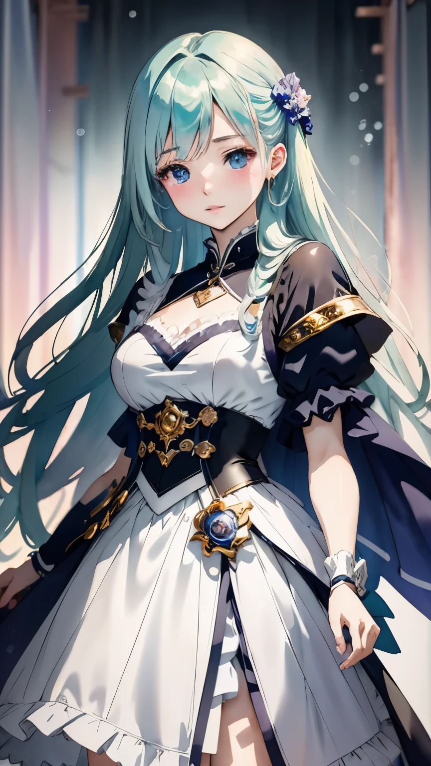Magical girl、fantasy、、(((blurred background、Watercolor style background)))、highest quality、High resolution、High resolution、cinematic lighting、professional photographer
