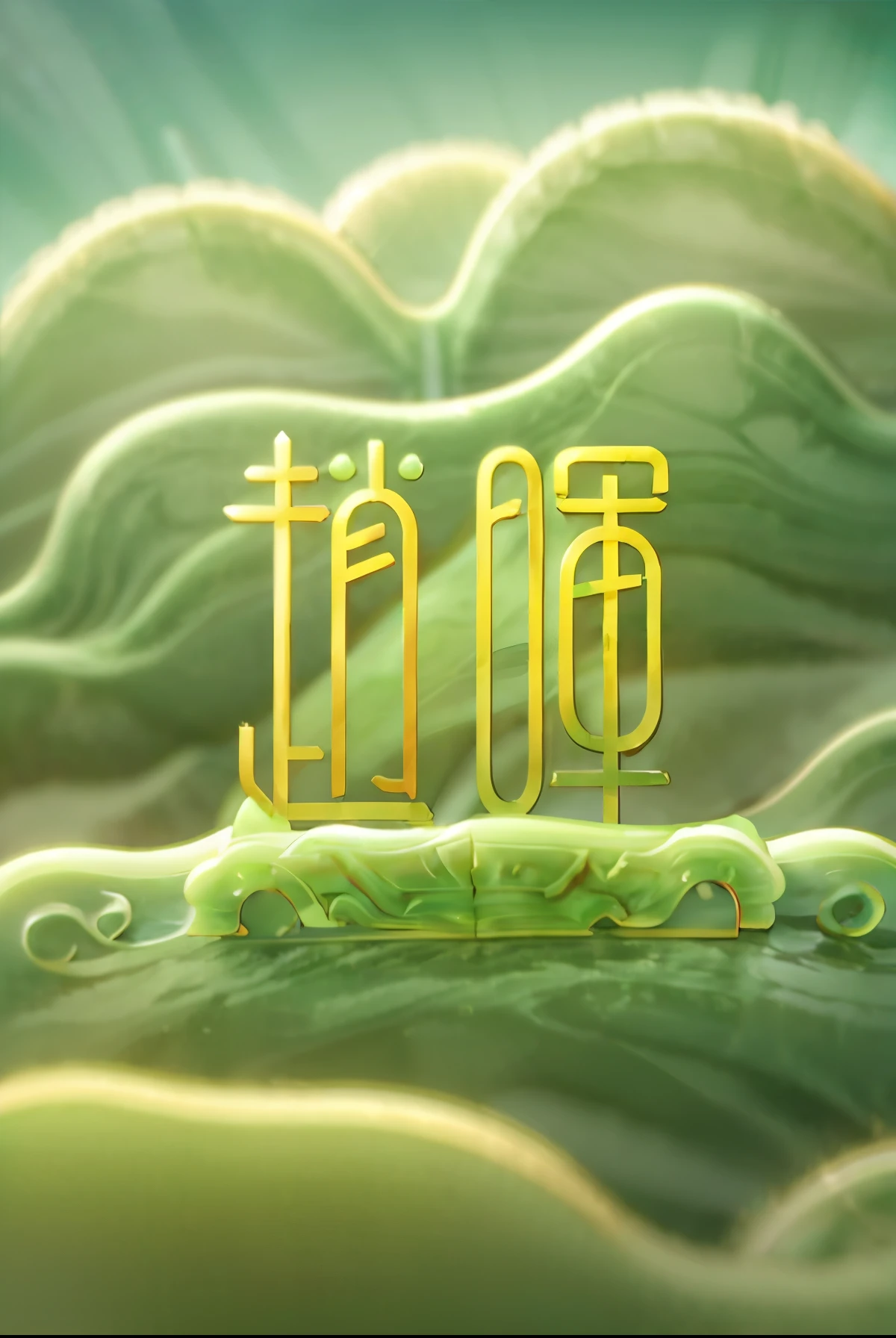 (Chinese colors theme),(jade carving:1.5),(lose focus:1.2), (Chinese cloud pattern:1.2), Oriental elements,  senior color matching,fantastic,magical light effect,Masterpiece,super delicate,three-dimensional,super rich,super detailed,8k,gold,gold line,jade, 3ddianshang\(style\)