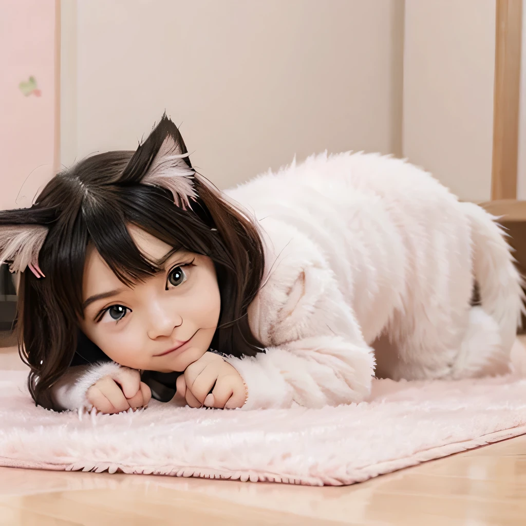 Cat anime illustration pink cute interesting