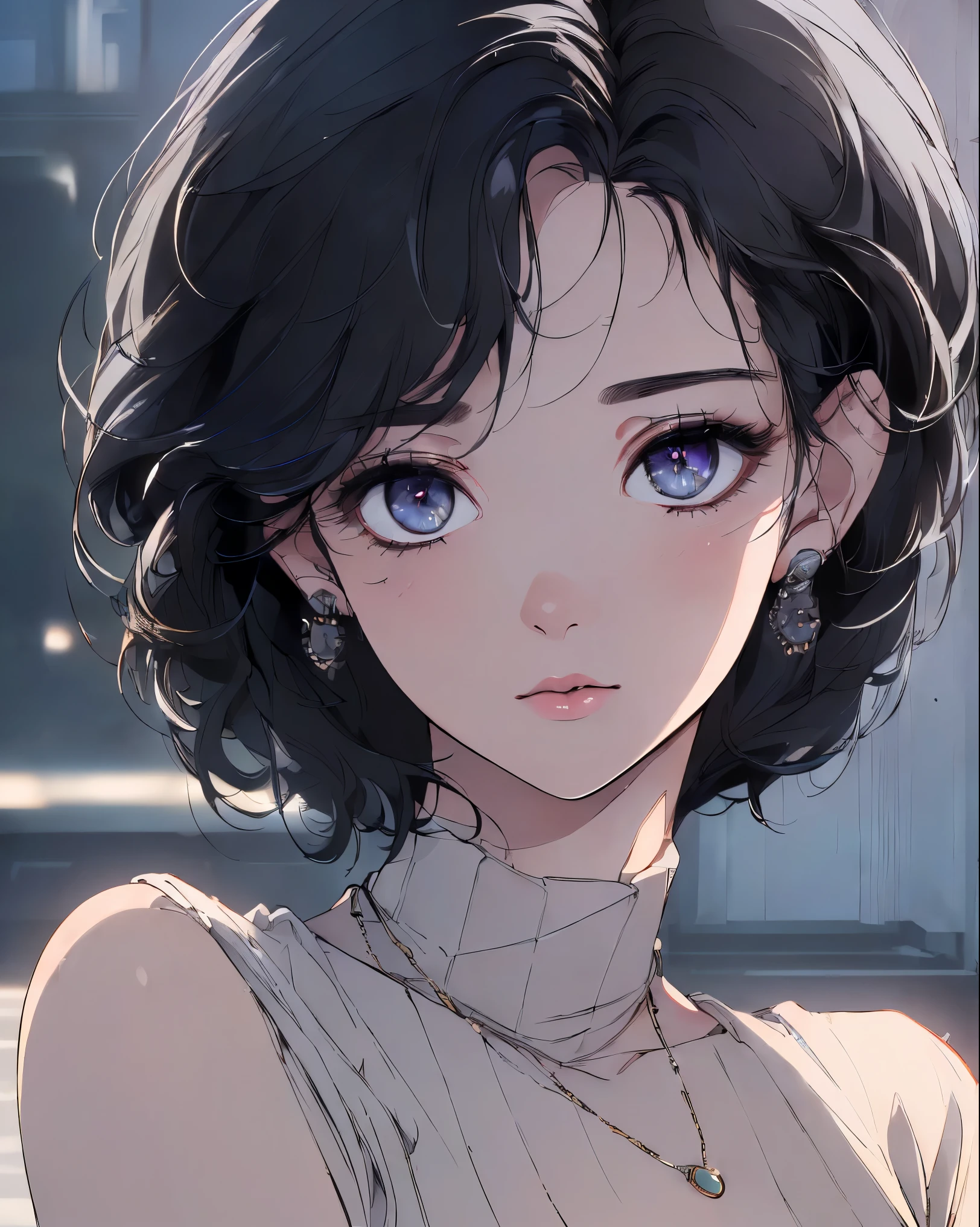 (masterpiece:1.3), (8k, photorealistic, RAW photo, best quality: 1.4), (1girl), beautiful face, (realistic face), (black hair, short hair:1.3), beautiful hairstyle, realistic eyes, beautiful detailed eyes, (realistic skin), beautiful skin, (sweater), absurdres, attractive, ultra high res, ultra realistic, highly detailed, golden ratio