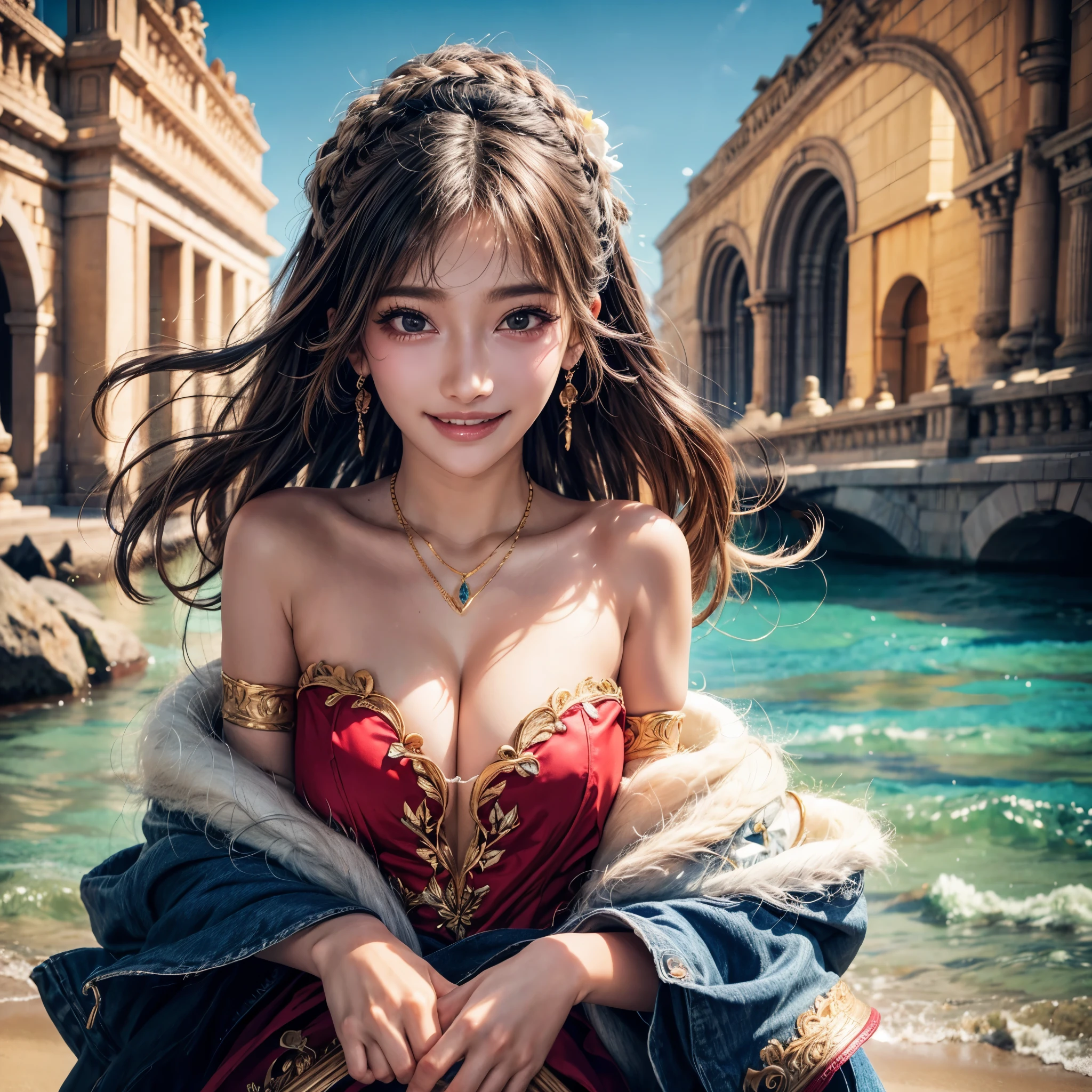best quality, masterpiece, ultra high res, photorealistic, 1girl, offshoulder, smile, AIKA, seethru, HDR, 8k, absurdres, cinestill 800, sharp focus, add_detail:2, (solo, woman)