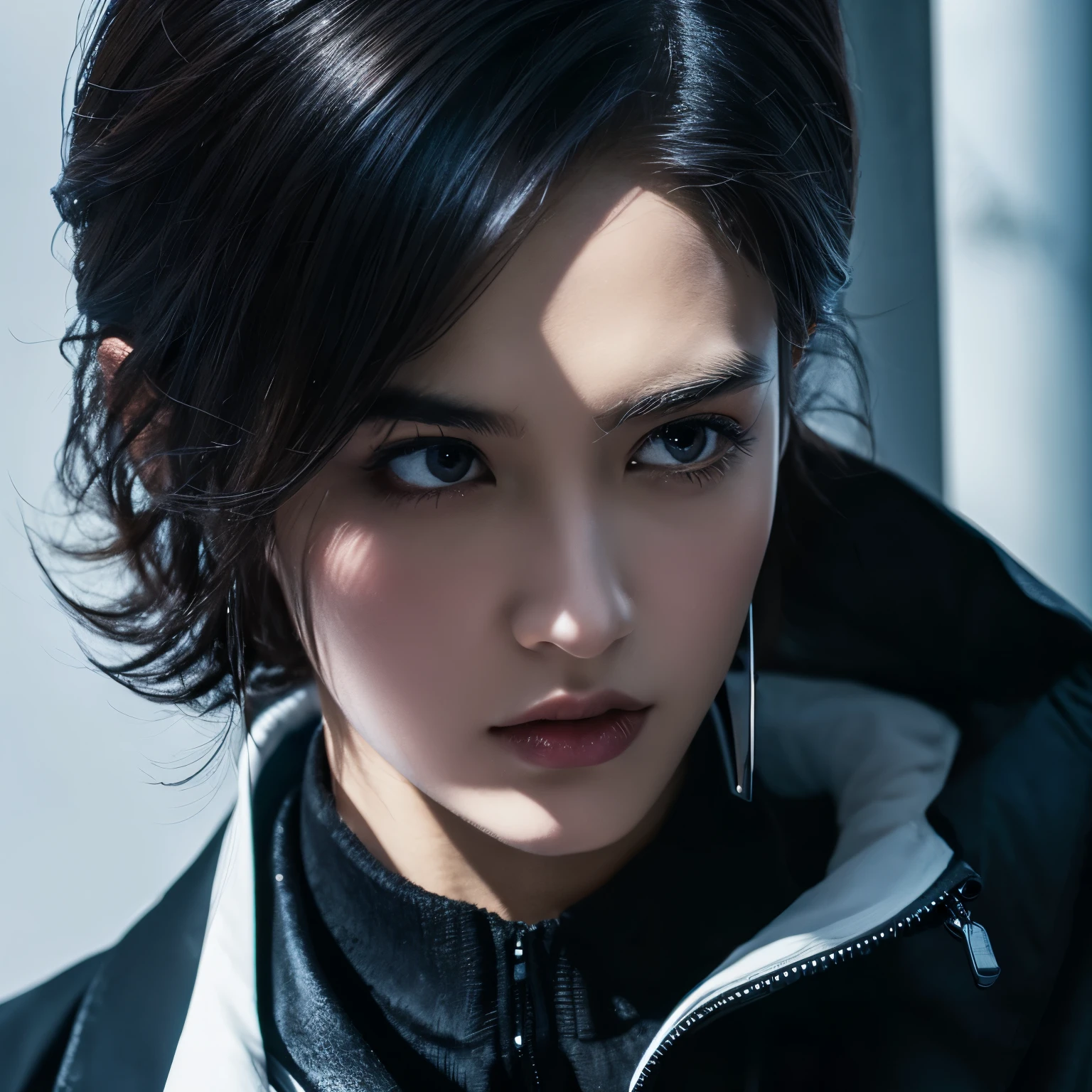 Wolf cut inner color androgynous woman
