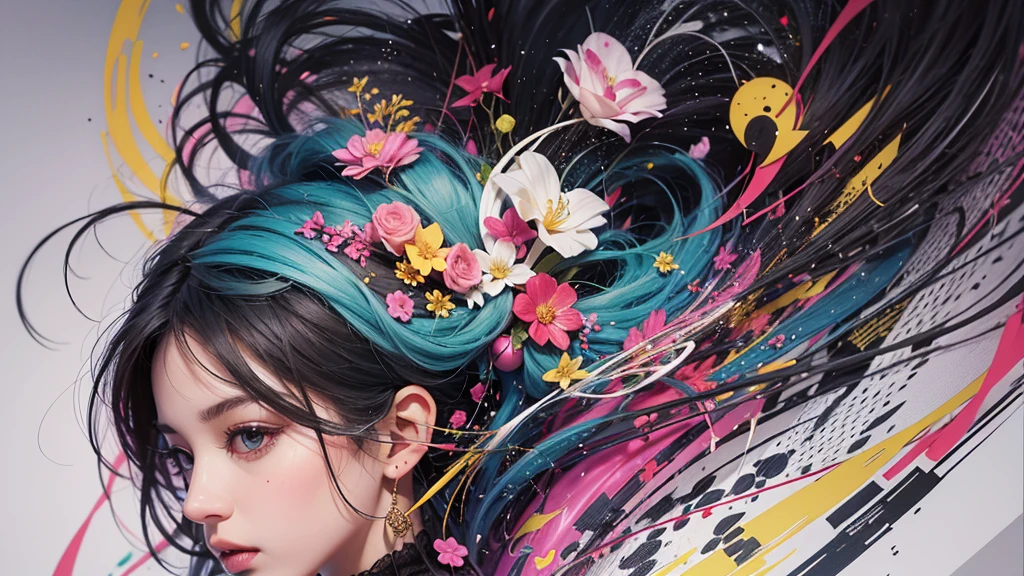 official art, jisoo blackpink, unity 8k wallpaper, ultra detailed, beautiful and aesthetic, beautiful, masterpiece, best quality, (zentangle, mandala, tangle, entangle), dynamic angle, cowboyshot, the most beautiful form of chaos, elegant, a brutalist designed, vivid colours, romanticism, by james jean, roby dwi antono, ross tran, francis bacon, michal mraz, adrian ghenie, petra cortright, gerhard richter, takato yamamoto, ashley wood, atmospheric, enjoying a stream of music, where you can visualize the notes, ecstasy of musical notes, streaming musical notes visible