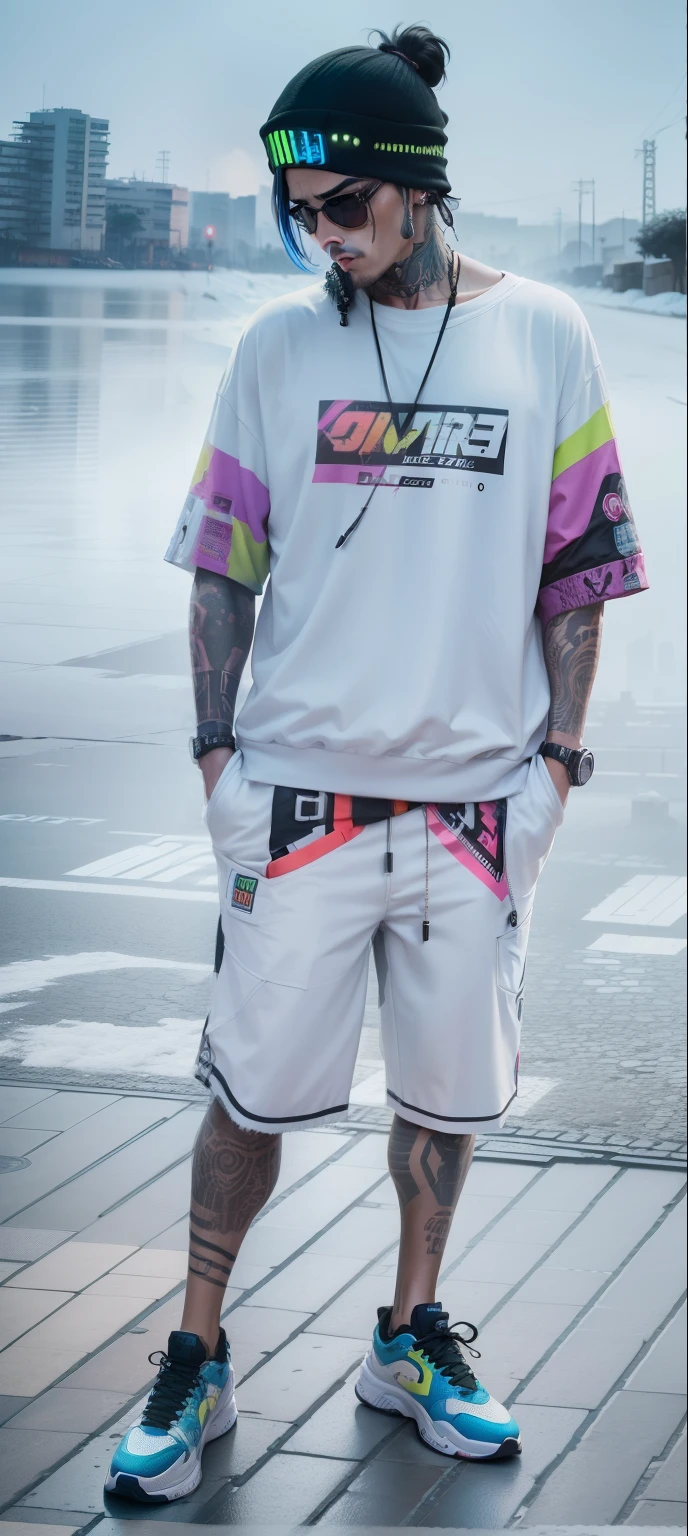 Cambiar fondo chico guapo cyberpunk. cara realista, 8k, ultra realista,