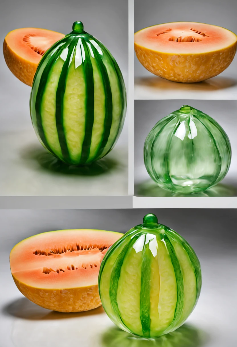 Glass ball in the shape of a melon