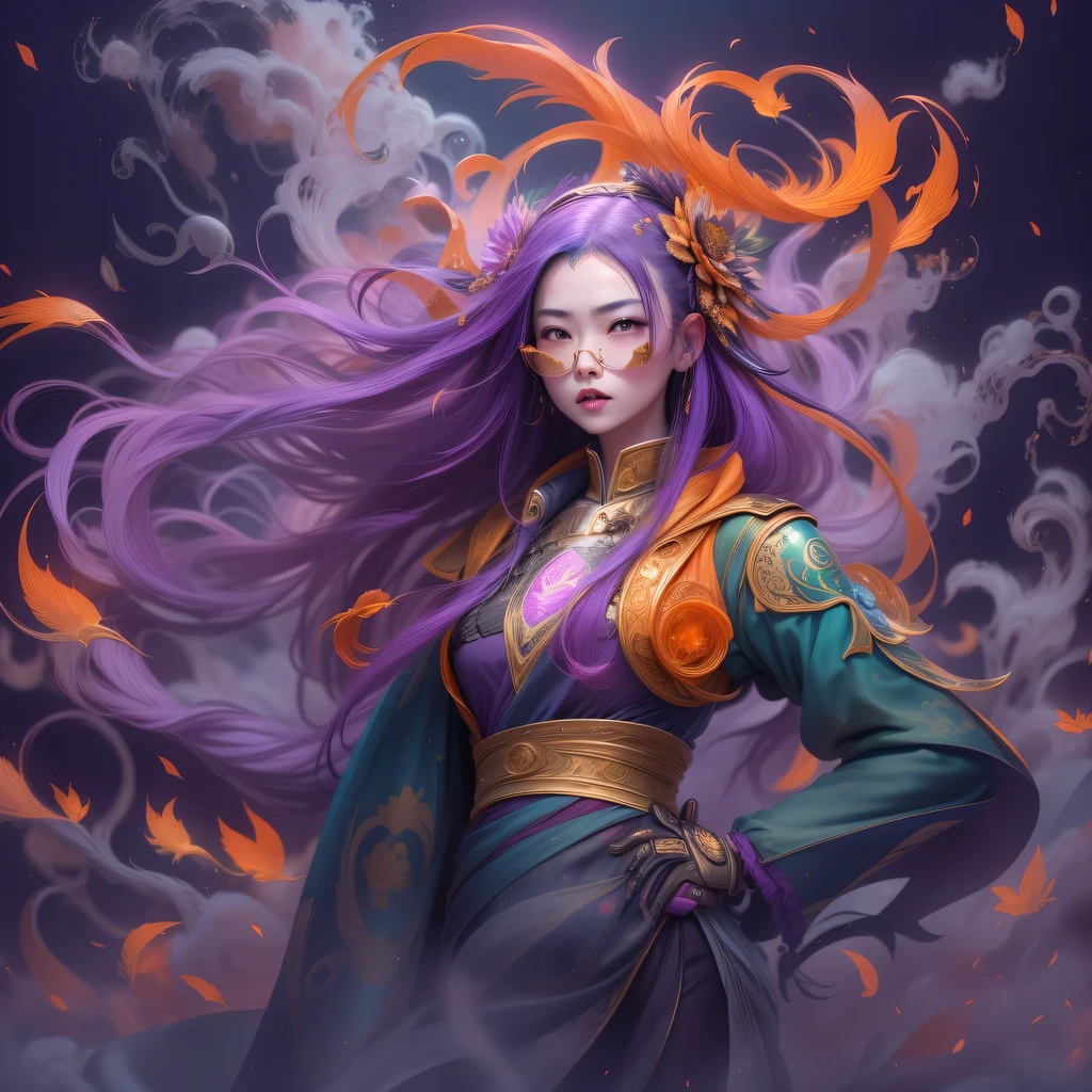23679 Cyberpunk Year(masterpiece,HD,超HD,32k lotus root starch)Bright purple flowing hair,autumn pond, lotus root starch color, Asian (Michiko), (silk scarf), fighting stance, Looking at the starry sky, Orange gradient long hair, ((Thick frame reflective jade windproof goggles))Floating bright purple, Fire cloud gold headdress, Chinese long-sleeved gold silk garment, (Abstract ink splash:1.2),mars background,lotus(realistically:1.4),bright purple hair,Smoke on the road,The background is very ivory、pure, high resolution, Detailed wind protection goggles, RAW photos lotus root starch, Sharp Re, Nikon D850 film photo by Jefferies Lee 4 Kodak Portra 400 camera F1.6 guns, rich and colorful, Super real、Vivid textures, dramatic lighting, Unreal Engine Art Station Trend, Silicon Nest 800