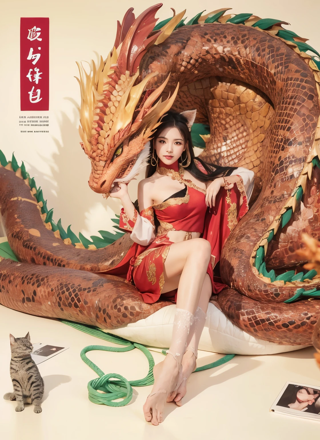 Cat and dragon asia