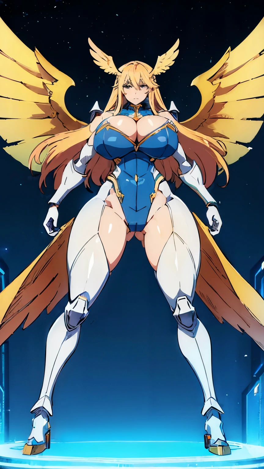 (gigantic breasts:1.4), MECHA ARMOR FULL SUIT, (CLEAVAGE), (A PAIR LARGEST WINGS), TRANSPARANT, TALL LEGS, STANDING, SEXY BODY, MUSCLE ABS.
