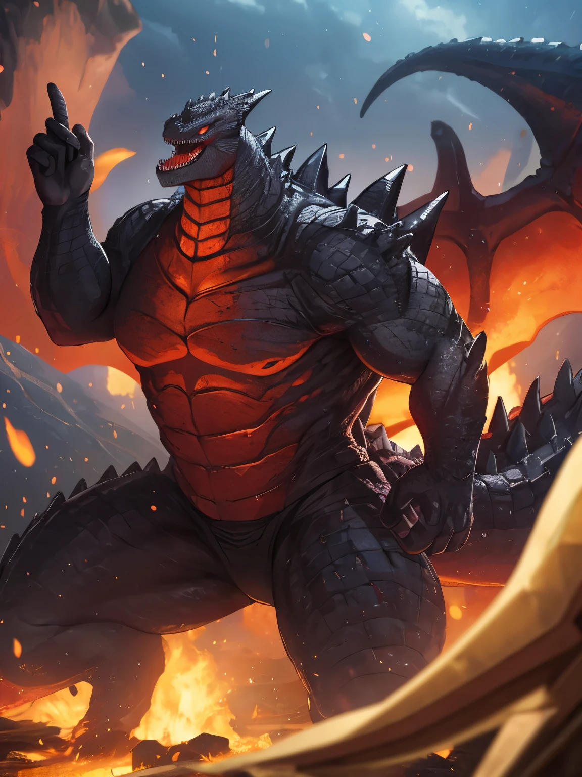 godzilla figurine with a large mouth and a long tail, shin godzilla, detailed image, kaiju, kaiju-eiga, japanese cgi, ultra mega detailed, giant kaiju dragon monster, very sharp and detailed image, high detailed), godzilla, character portrait of godzilla, detailed maw, highly detailed closeup, ultra - detailed, ultra-detailed
