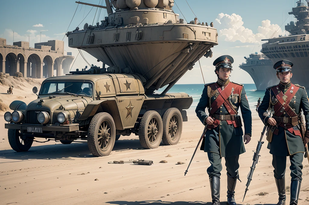 Ultra-realistic 16K CG, masterpiece, Best Composition, Photo quality, work of art, Against the background of the impregnable citadel of the empire, in the background are tall battle towers with huge heavy cannons, Detailed Imperial Star superdreadnought , side view, high detail, Lots of elements, flying transports, flying cargo ships, of the crane, Manipulators. Sun rays, There are many detailed artillery batteries on the sides, The Distant Future, Undressed girl, naked slave, there are cyborgs and spider robots around her, The girl is tied, Hands behind your back, Shibari, arms tied, Legs tied, pain, fear, coastal fort shells a ship, tight rope bondage, holding a super powerful sniper pistol, optical sight and knife, mounted on the trunk, Napoleon&#39;s huge army&#39;Arrows and Murat&#39;Cavalry advances, hundreds of pieces of equipment, general battle, армия Lots of elements, soldier, war detailed and bright background.