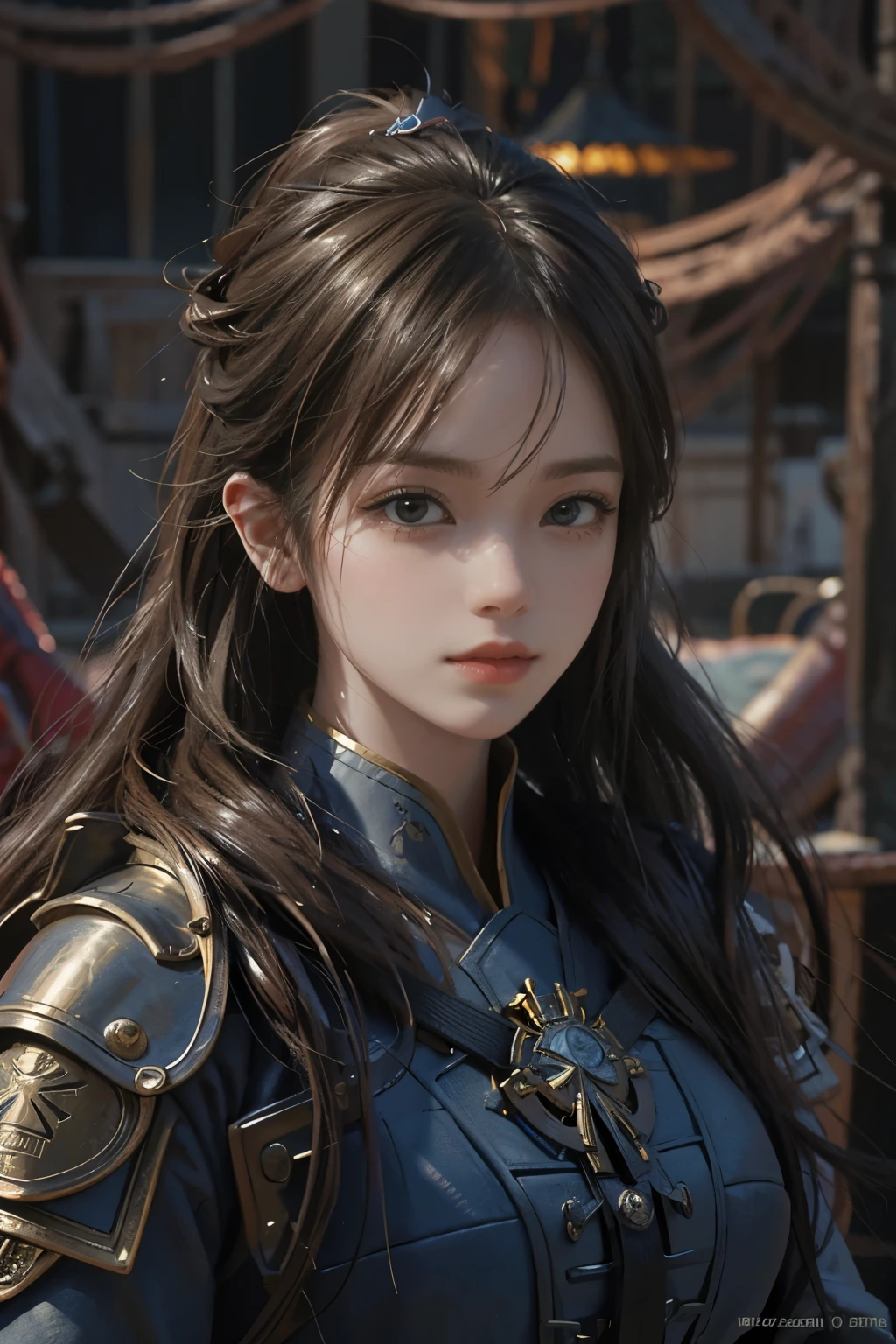 Game art，The best picture quality，Highest resolution，8K，(A bust photograph)，(Portrait)，(Head close-up)，(Rule of thirds)，Unreal Engine 5 rendering works， (The Girl of the Future)，(Female Warrior)， 
20岁少女，((Hunter))，An eye rich in detail，(Big breasts)，优雅高贵，冷漠，勇敢的，
（Medieval-style fur combat clothing，Glowing magic lines，Animal skin clothing with rich details），Medieval Lady Knight，Medieval ranger，
拍照姿势，简单背景，Movie lights，Ray tracing，Game CG，((3D Unreal Engine))，oc渲染反射纹