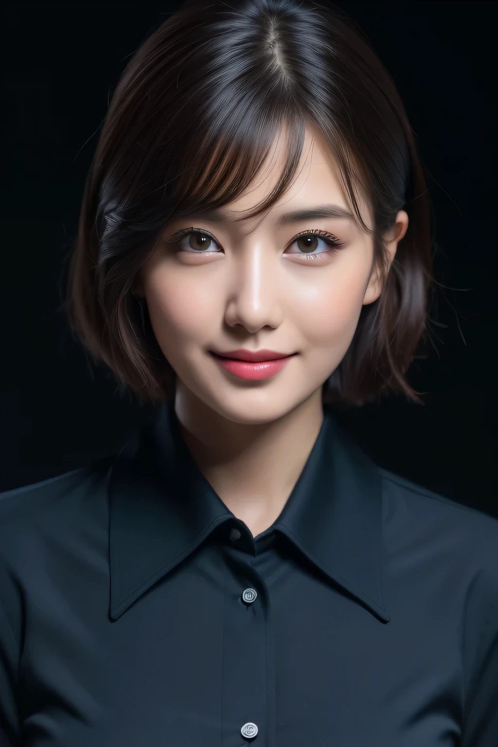 (8K, highest quality, masterpiece:1.2), (realistic, photo-realistic:1.37), Super detailed, 1 girl,cute, alone,beautiful and detailed sky,Detailed Office,night,sitting,(blush your nose),(smile:1.15),(closed mouth) , big breasts,beautiful and detailed eyes,(collared shirt:1.1), night, Wet, suit, rain, (short hair:1.2), face to face with the children_v1, computer, finger details, beautiful detailed face, top unbuttoned shirt, (whole body :1.5)