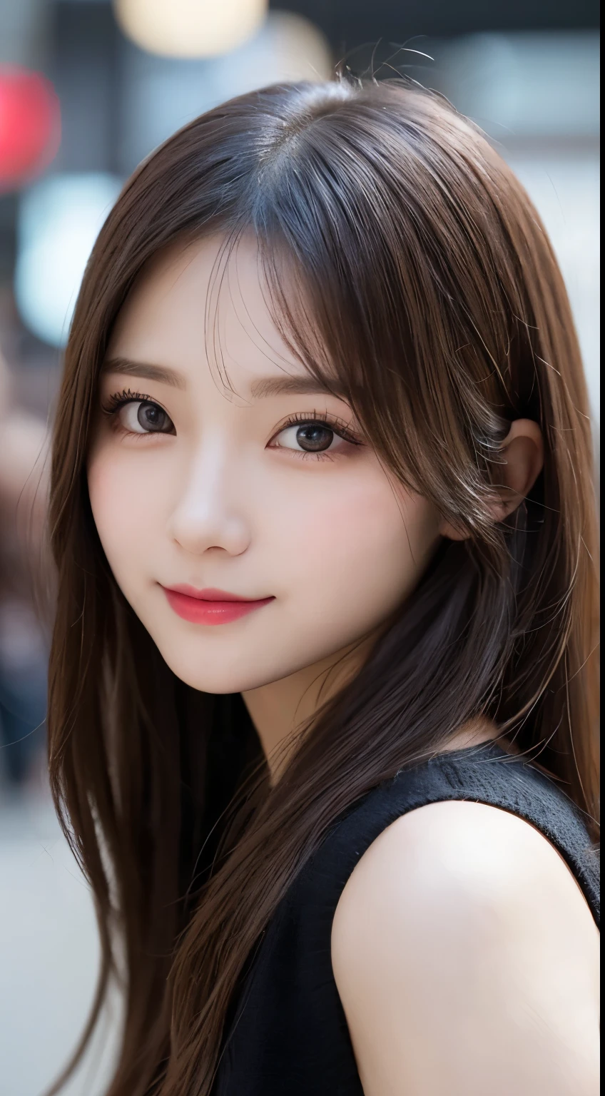 table top, highest quality, shape, Super detailed, finely, High resolution, 8k wallpaper, 完璧なダイナミックな構shape, beautiful and detailed eyes, Gorgeous and stylish black fluffy latest trend Tokyo winter clothes,ランダムなcute髪,small breasts,natural color lip, bold sexy pose,smile、20 year old girl、cute、sexy shot looking at camera,Always blur the background,perfect and beautiful face,Take only the face,beautiful and detailed face、slim face and style,Big eyes、Do gal makeup,real photos