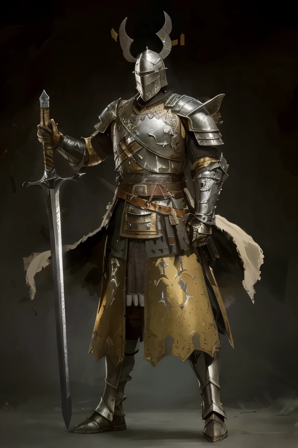 a close up of a man in armor holding a sword, for honor charector concept art, armored knight, armored warrior, medieval concept art, paladin armor, dark souls knight, knight in armor, heavy fantasy armor, the dark souls knight, knight wearing plate armor, epic paladin armor, silver and gold heavy armor, fantasy knight, dark souls concept art