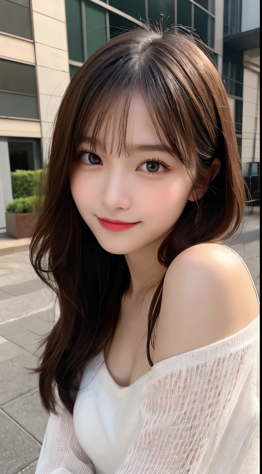 table top, highest quality, shape, Super detailed, finely, High resolution, 8k wallpaper, 完璧なダイナミックな構shape, beautiful and detailed eyes, winter dress,medium hair, small breasts, natural color lip, random sexy pose,smile,big city、20 year old girl、midnight、beautiful and detailed face、perfect and beautiful face,Big eyes、RAW photo、spread both arms and legs wide、Express your best mood with your whole body、beautiful and detailed eyes、small face、beautiful duplex、slim face and style