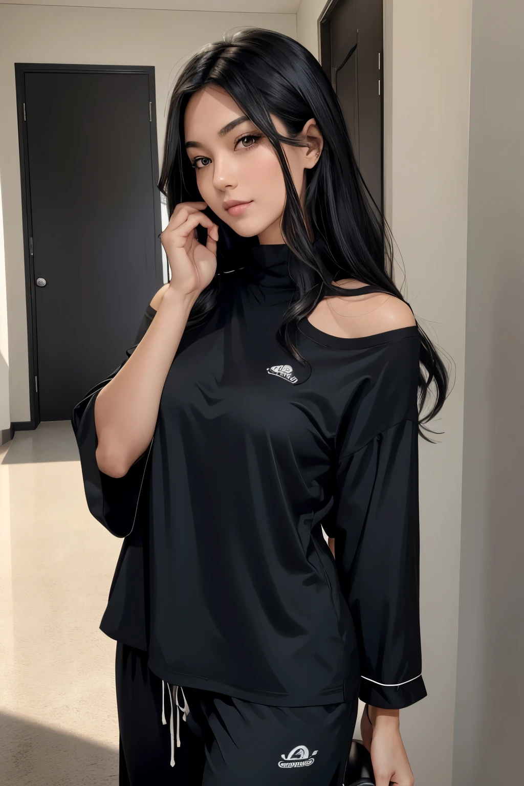 Jet-black shoulder-length hair flows in loose waves, framing her face like a cascade of dark silk. With a toned and athletic body type, Jade exudes confidence and allure. https://image.cdn2.seaart.ai/2024-02-04/cmvqpide878c73ck5kjg/0d590f662fb17cb3aec5b451dbf89089c233cbe9_high.webp is set to plan her day's travel while wearing pajamas